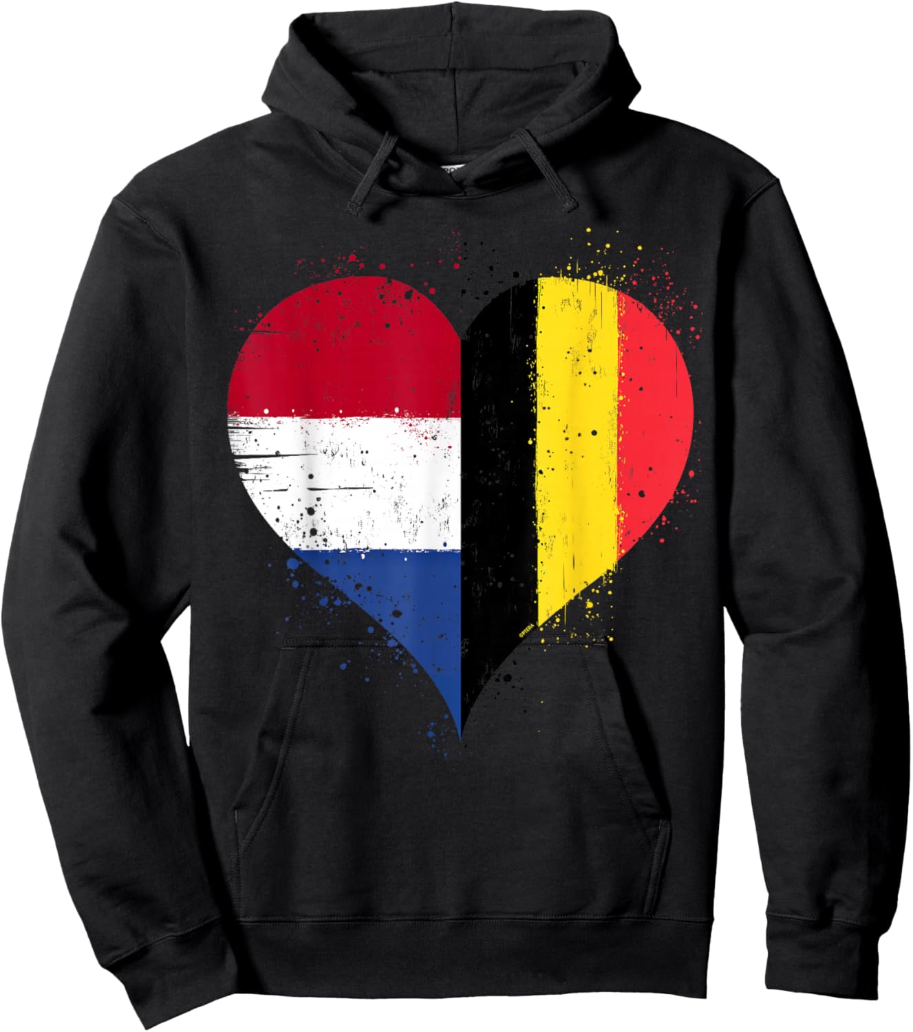 Cool Belgium Netherlands Flag Heart for Belgian Dutch Pride Hoodie - Hoodie | Black