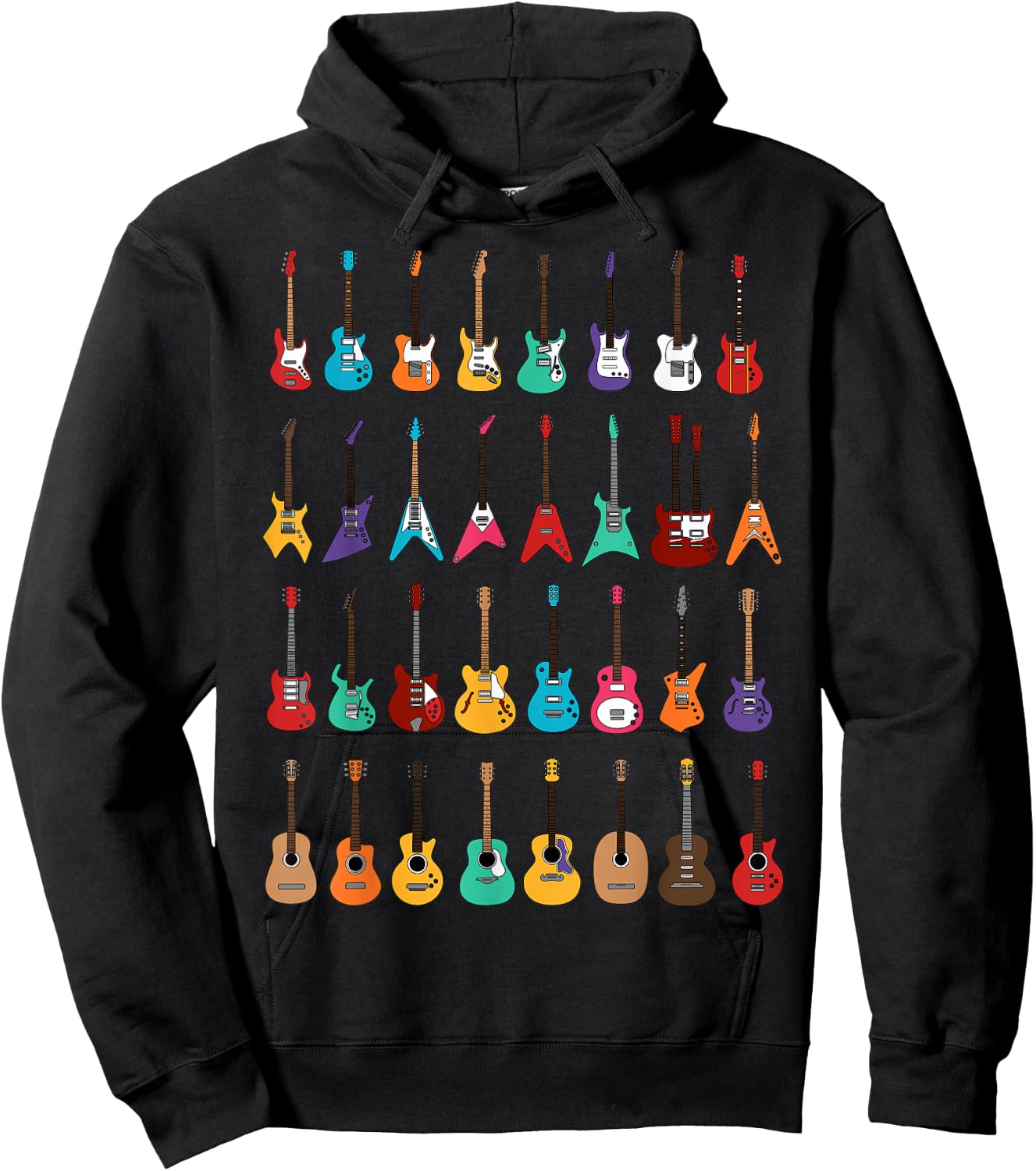 Funny Rock & Roll Guitars Cute Musical Instrument Gift Kids Hoodie - Hoodie | Black