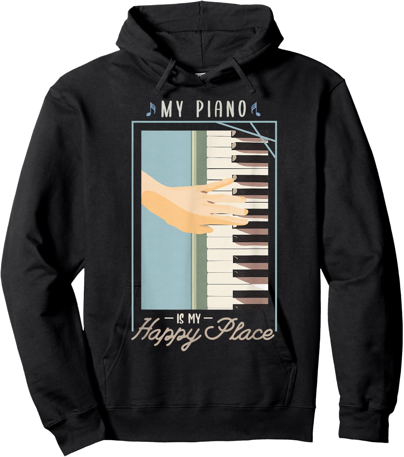 My piano is my happy place Gifts for a Piano player Jazz Hoodie - Hoodie | Black