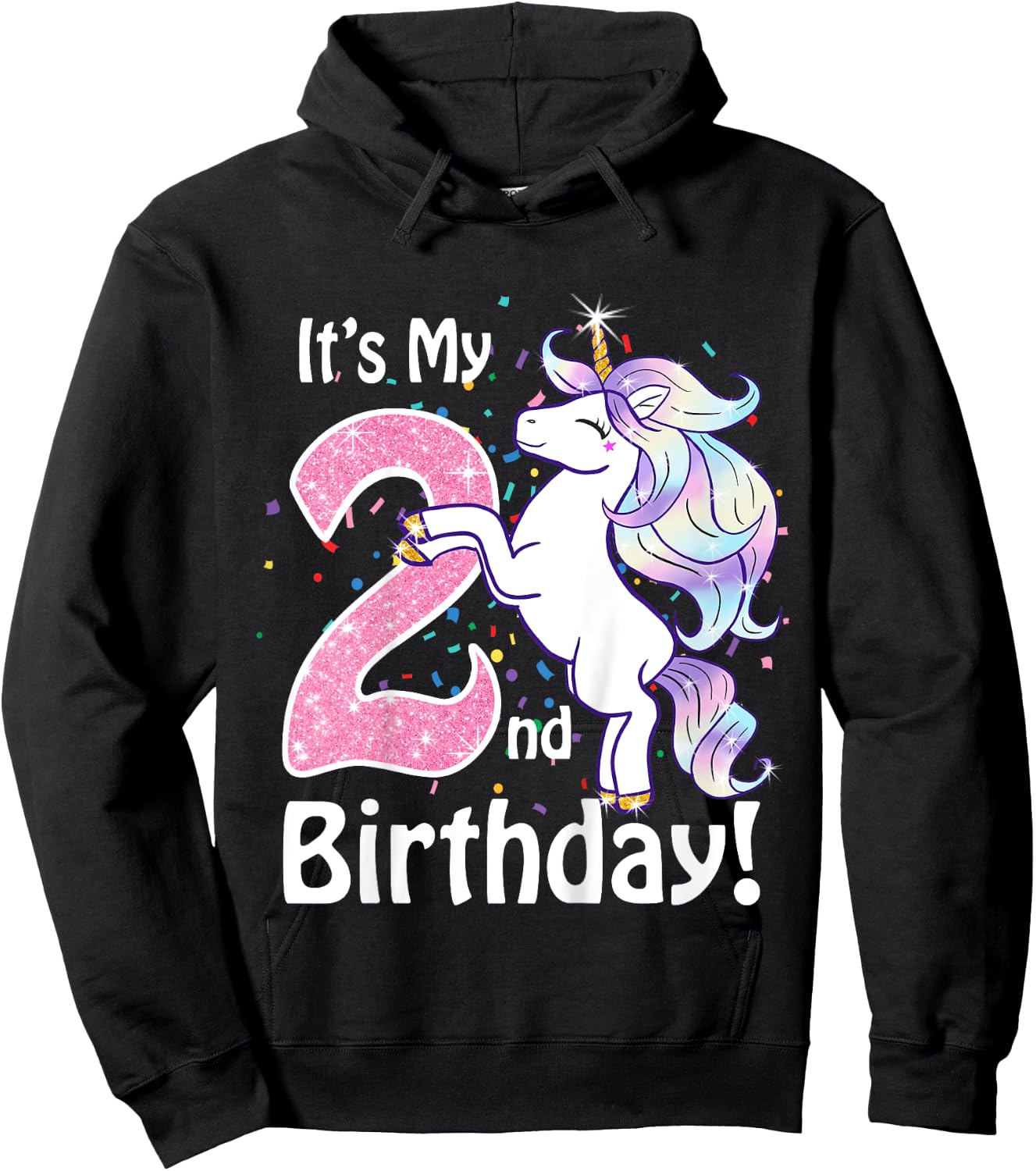Its My 2nd Birthday Unicorn Outfits for toddler girls gift Hoodie - Hoodie | Black