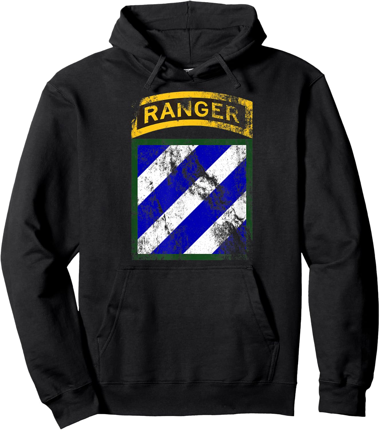 3rd Infantry Division (ID) Patch with Ranger Tab Distressed Hoodie - Hoodie | Black