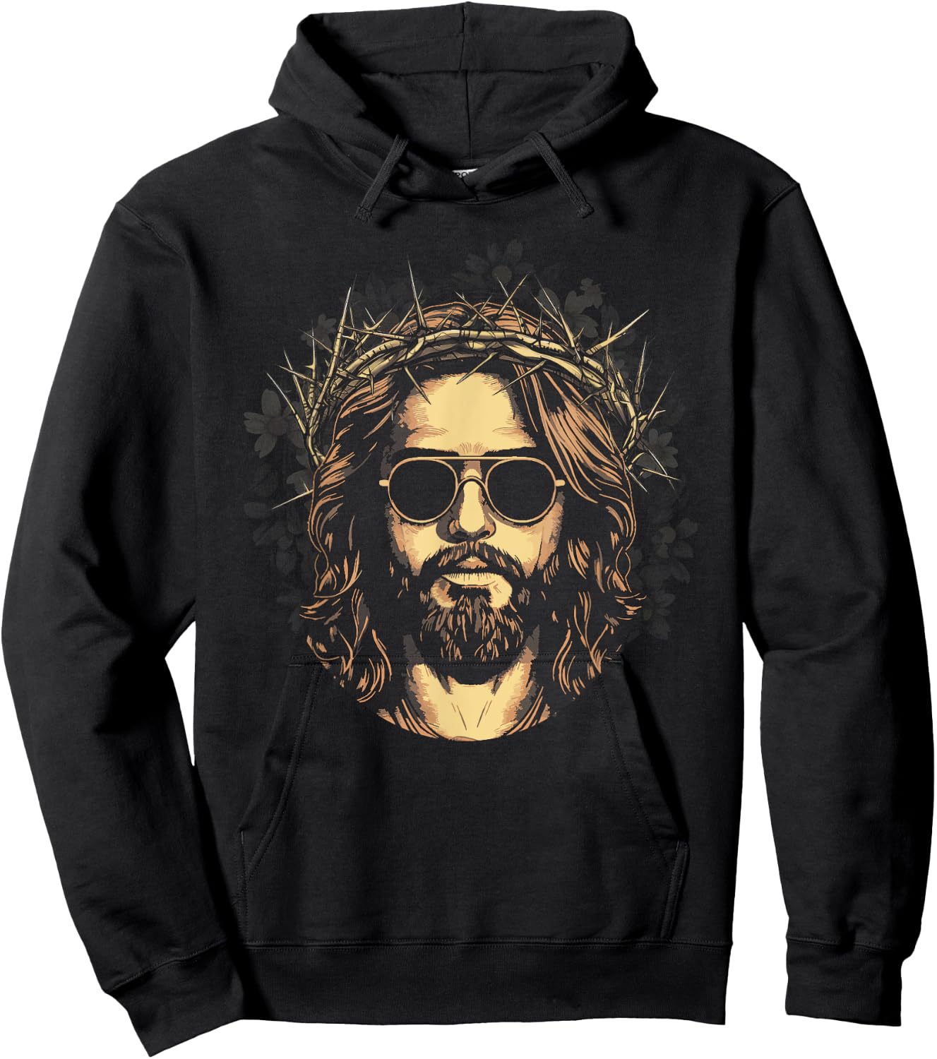 Face Of Jesus On A Cross With Crown Of Thorns Christ Hoodie - Hoodie | Black