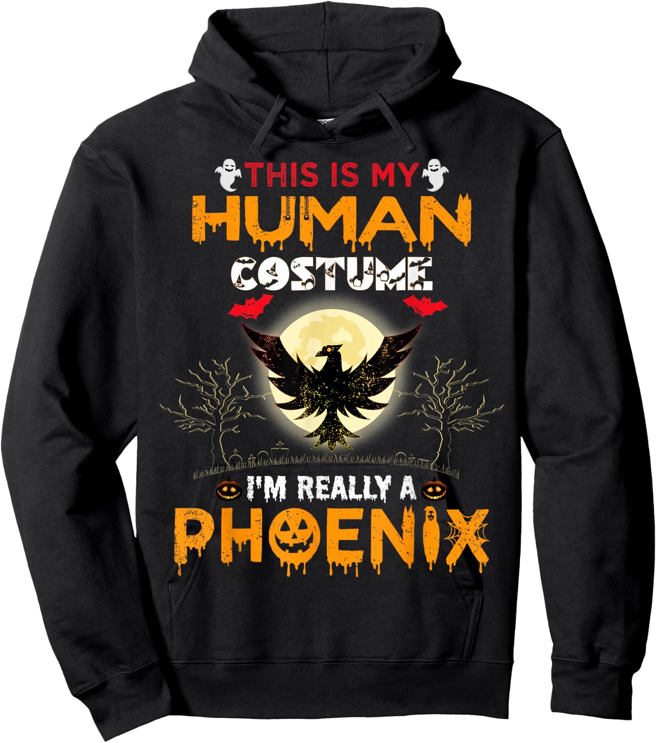 This Is My Human Costume I'm Really A Phoenix Bird Halloween Hoodie - Hoodie | Black