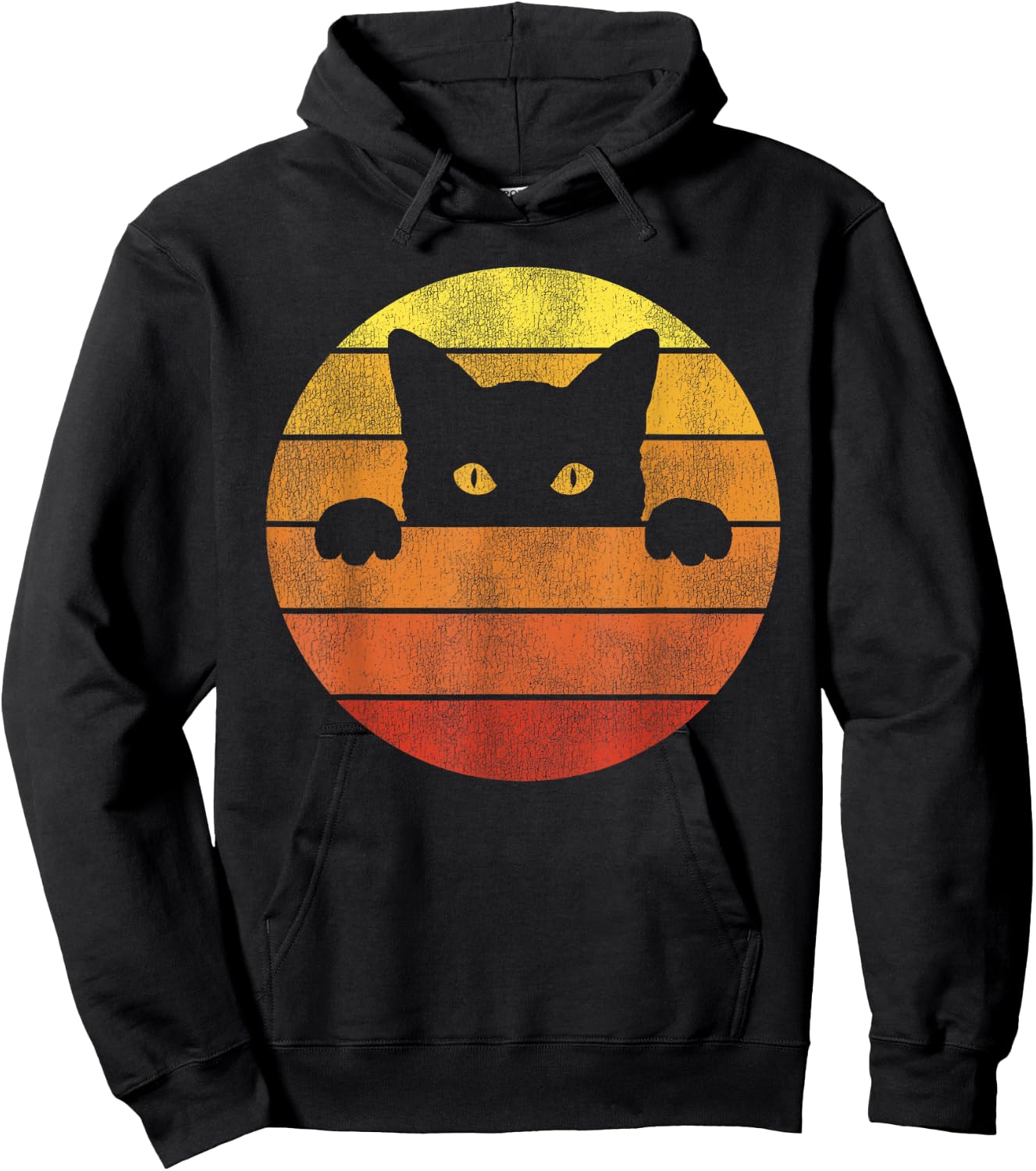 Retro Cat Shirt Vintage Funny Cat Men Women Girls Kids Hoodie - Hoodie | Black