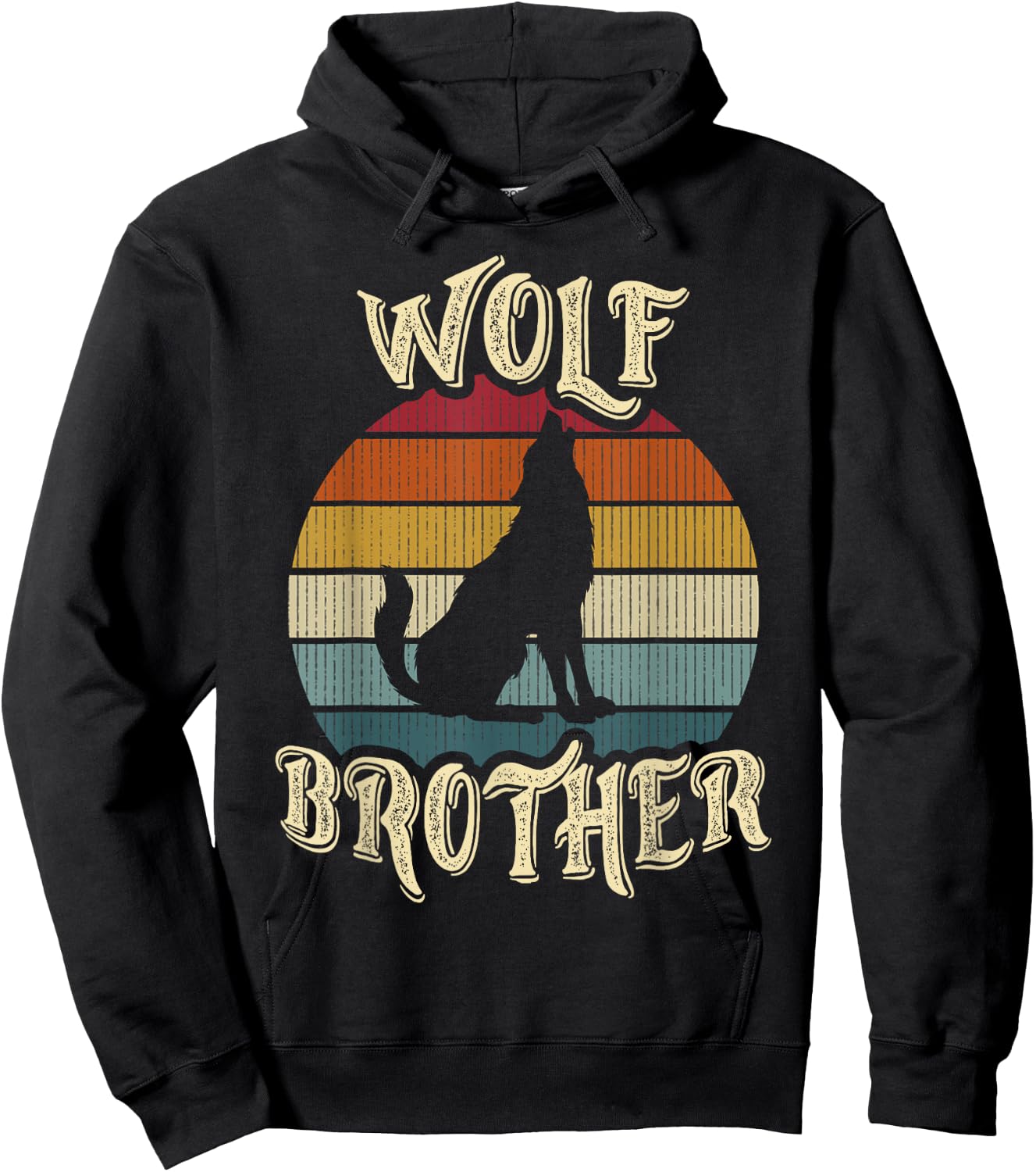 Wolf Brother Wolves Lover Vintage Funny Cute Pet Hoodie - Hoodie | Black