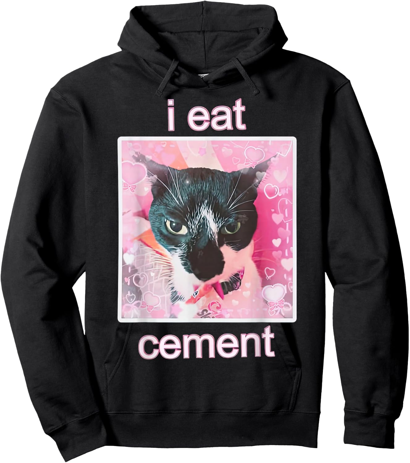 I Eat Cement Cat Funny Cat Hoodie - Hoodie | Black