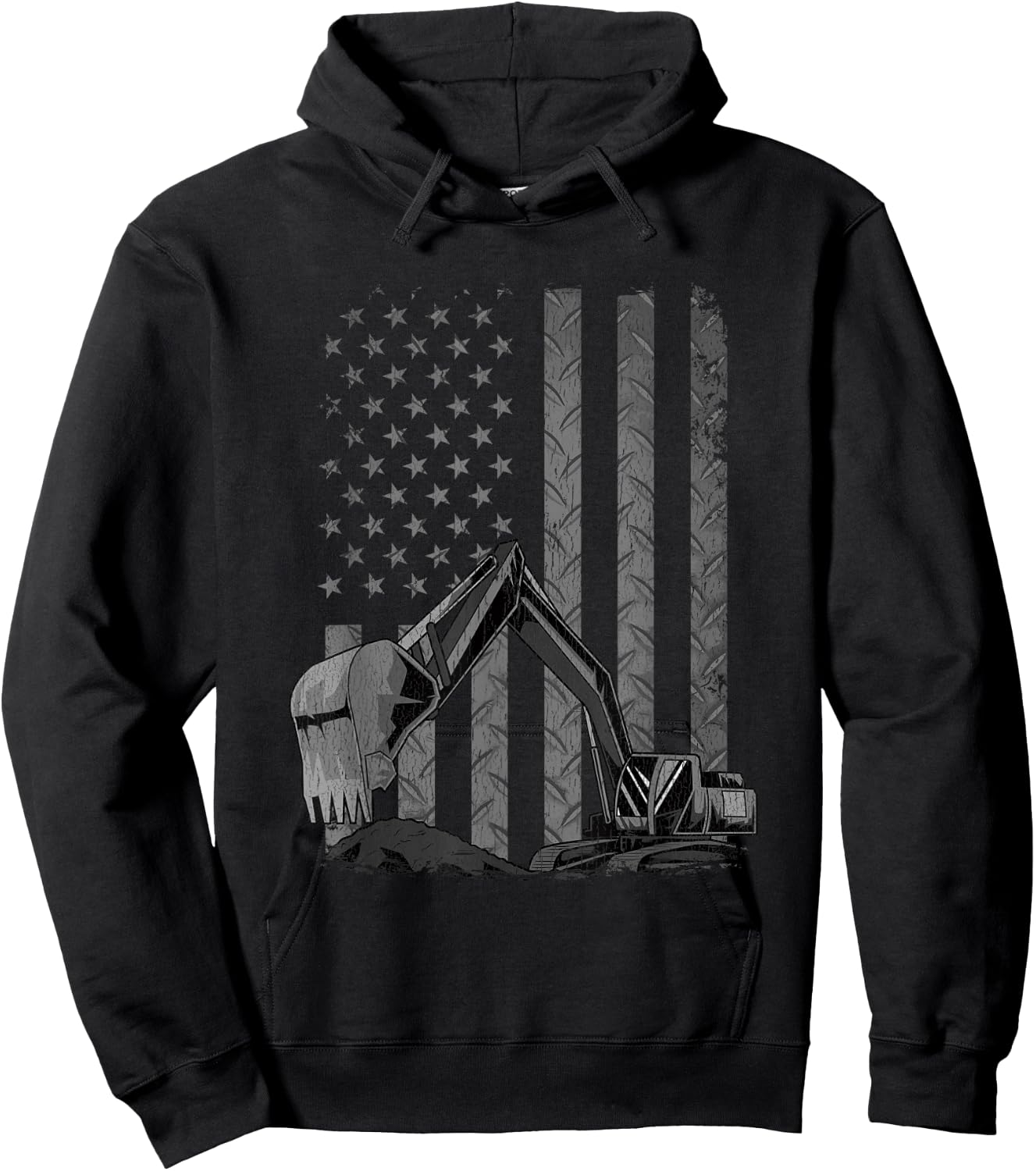 Patriotic Construction Worker Excavator Operator Digger Cool Hoodie - Hoodie | Black