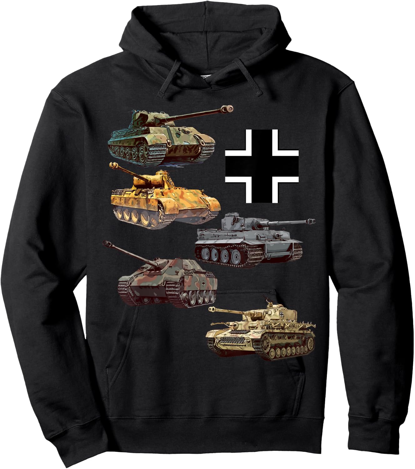 German Tanks WW2 V Panther Jagdpanther Tiger 1 Tiger 2 Hoodie - Hoodie | Black