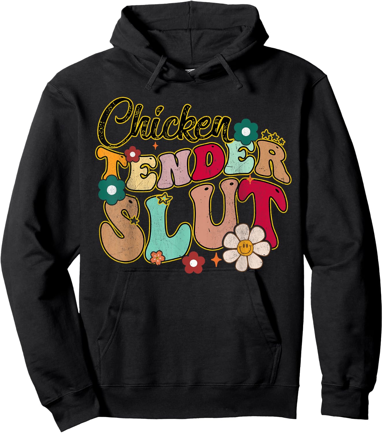 Chicken Tender Slut Groovy Christmas Saying Men Women Hoodie - Hoodie | Black