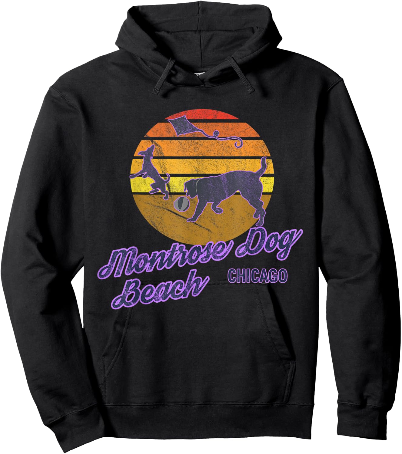 Montrose Dog Beach Chicago Illinois USA Dog Walkers Hoodie - Hoodie | Black