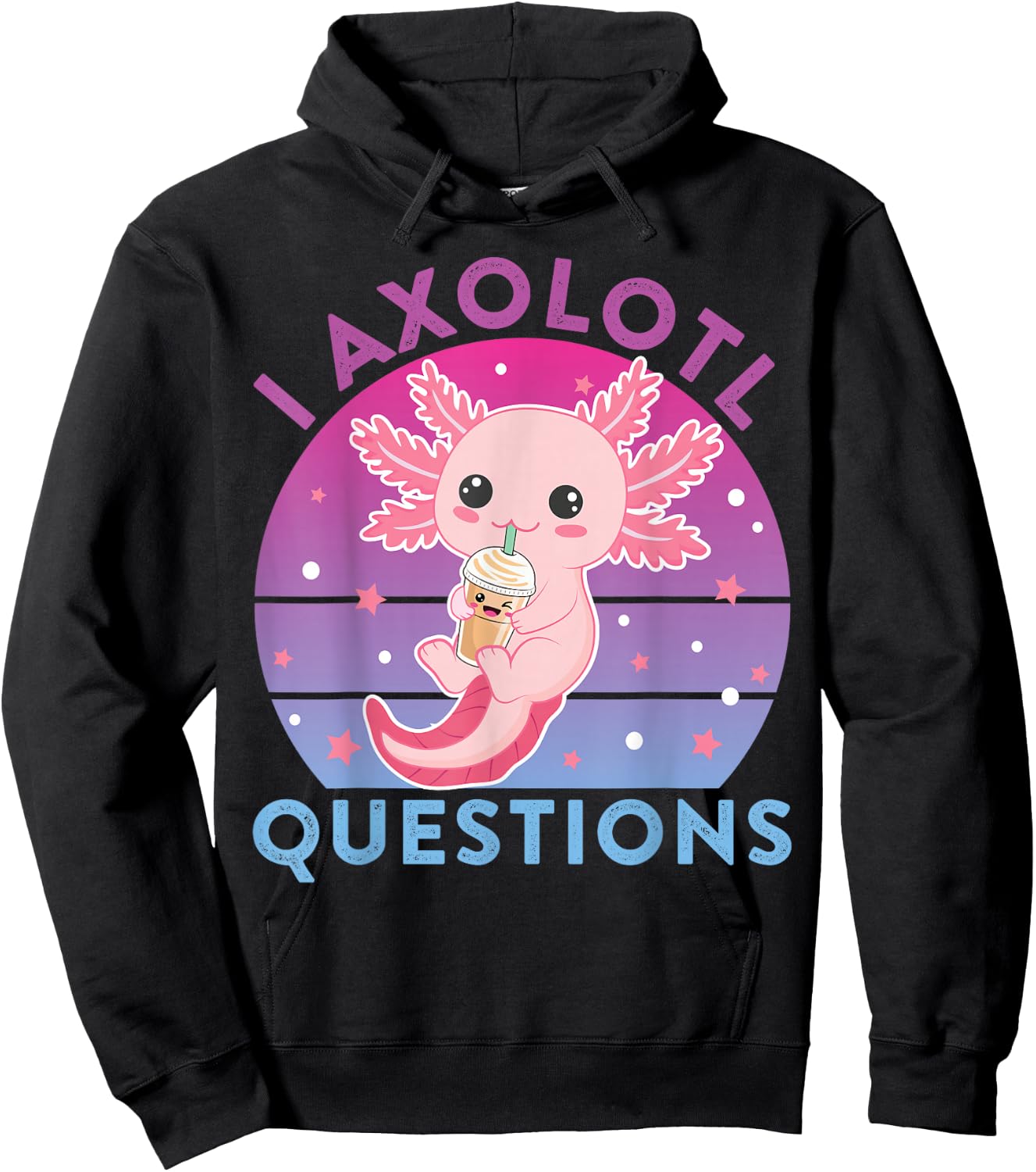 I Ask Axolotl Questions Kids Cute Axolotl Retro Vintage Hoodie - Hoodie | Black