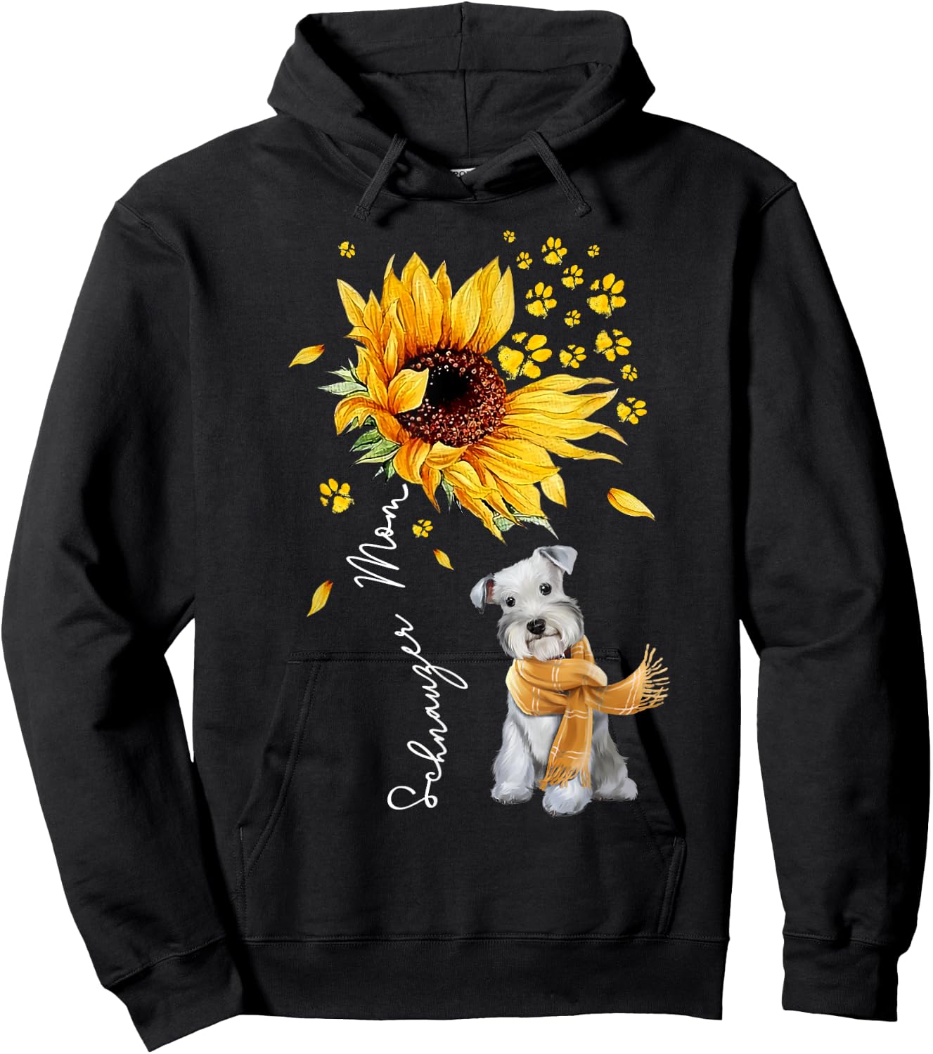 Sunflower Schnauzer Mom Dog Lover Gifts Hoodie - Hoodie | Black