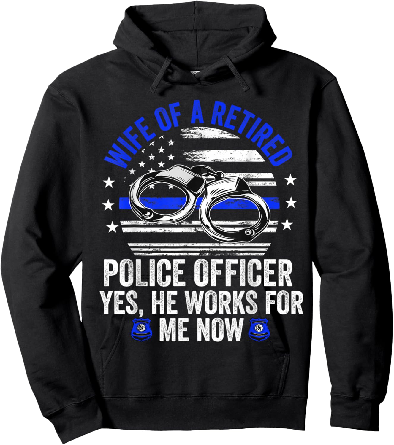Wife of a Retired Police Officer Proud Retiring Cop Wife Hoodie - Hoodie | Black