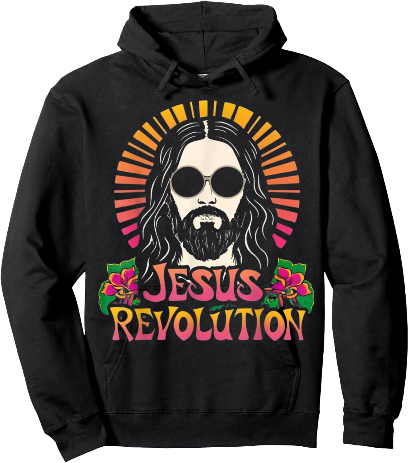 Jesus Revolution Christian Faith Retro Groovy Hippie Flower Hoodie - Hoodie | Black