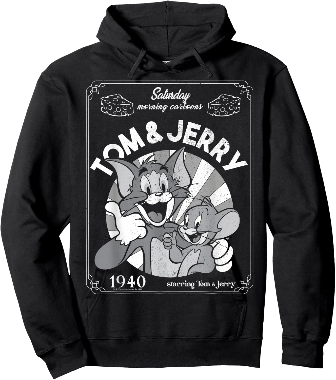 Tom And Jerry Saturday Morning Cartoons 1940 Portrait Hoodie - Hoodie | Black