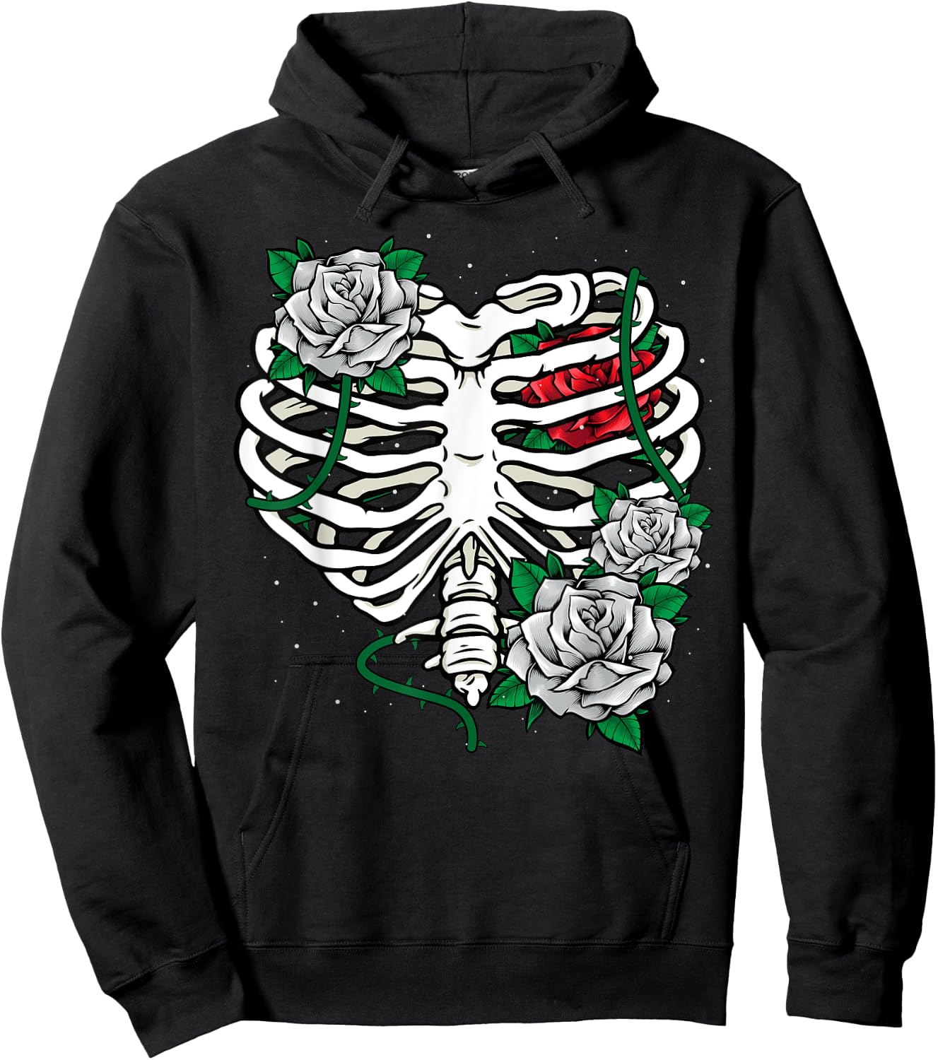 Skeleton Rib Cage With Flowers Halloween XRay Skeleton Candy Hoodie - Hoodie | Black