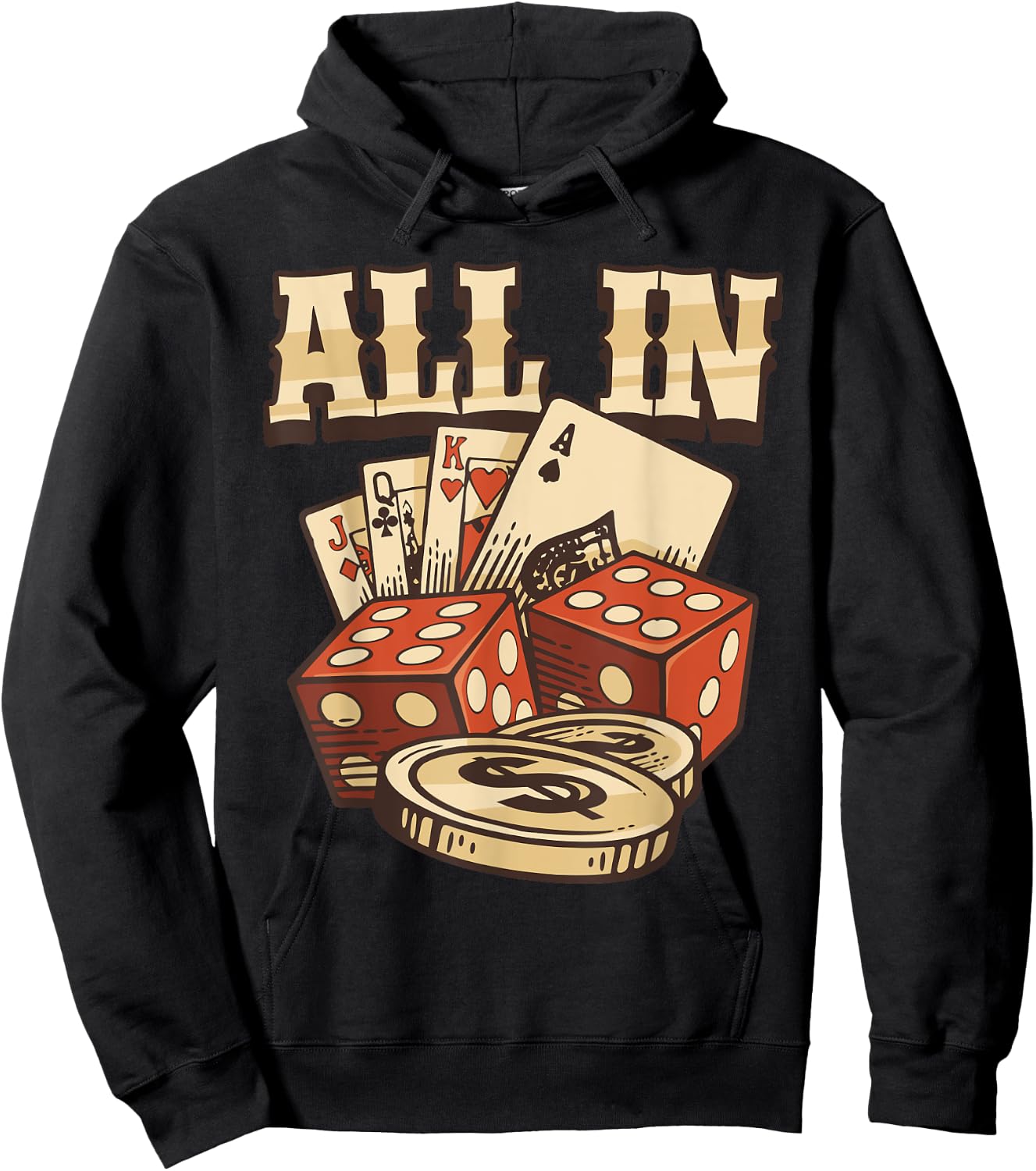 All In Card Game Playing Cards Poker Player Gambling Casino Hoodie - Hoodie | Black