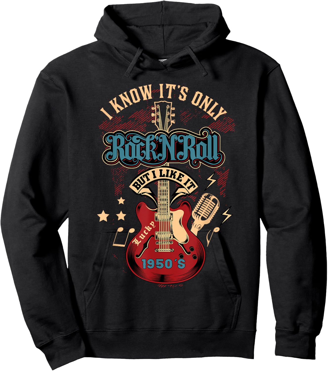 50s Rockabilly Clothing 1950s Sock Hop Rock N Roll Rocker Hoodie - Hoodie | Black