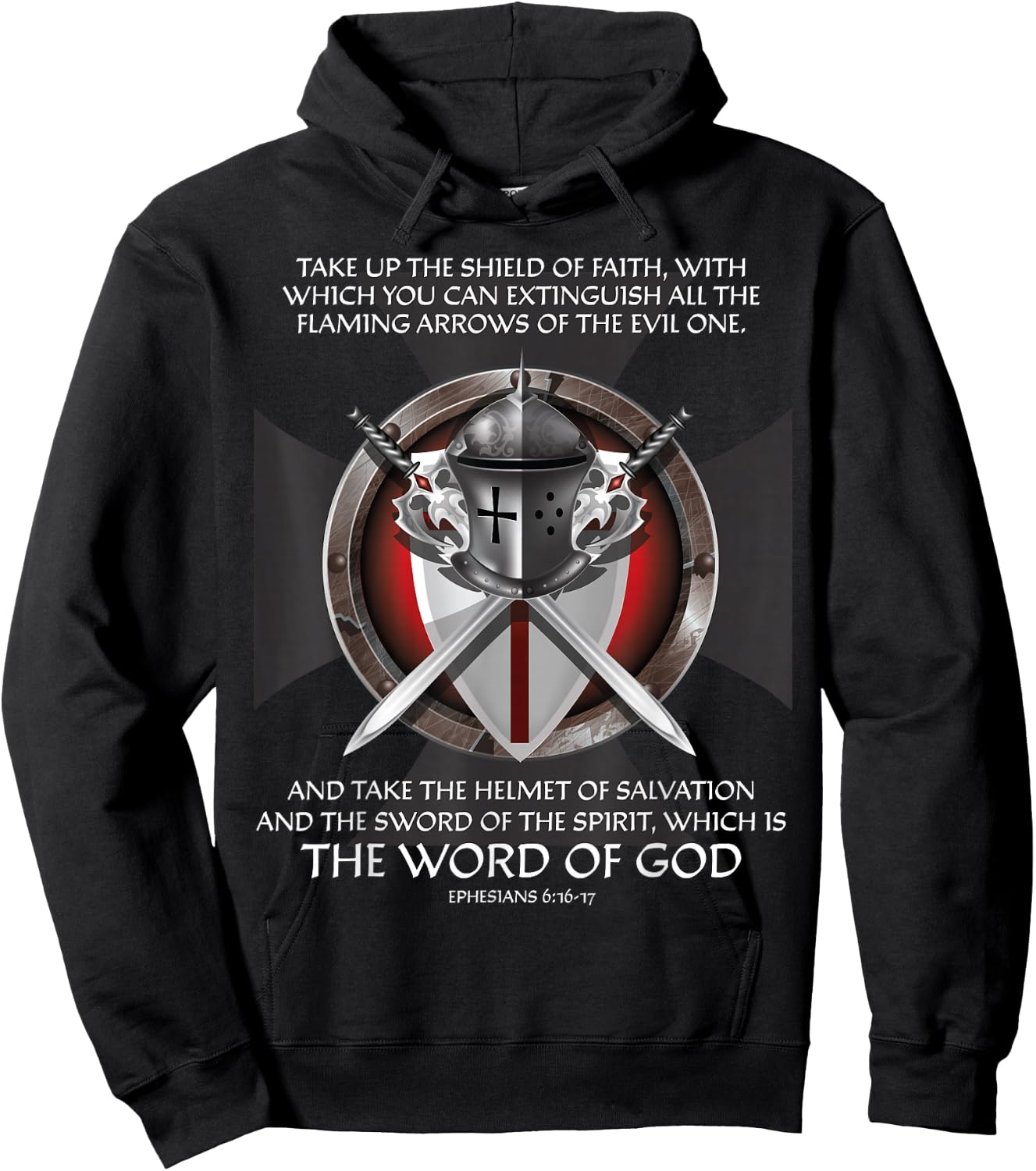 Armor of God Christian Bible Verse Religious Faith Graphic Hoodie - Hoodie | Black
