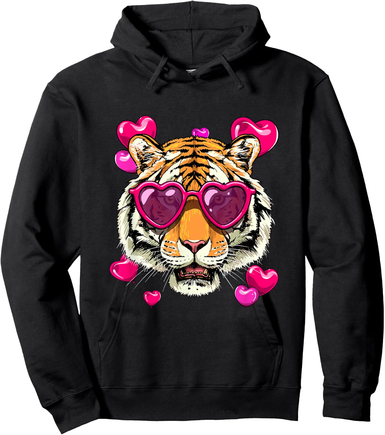 Bengal Tiger Shirt Valentines Tiger Animal Face Tiger Lover Hoodie - Hoodie | Black