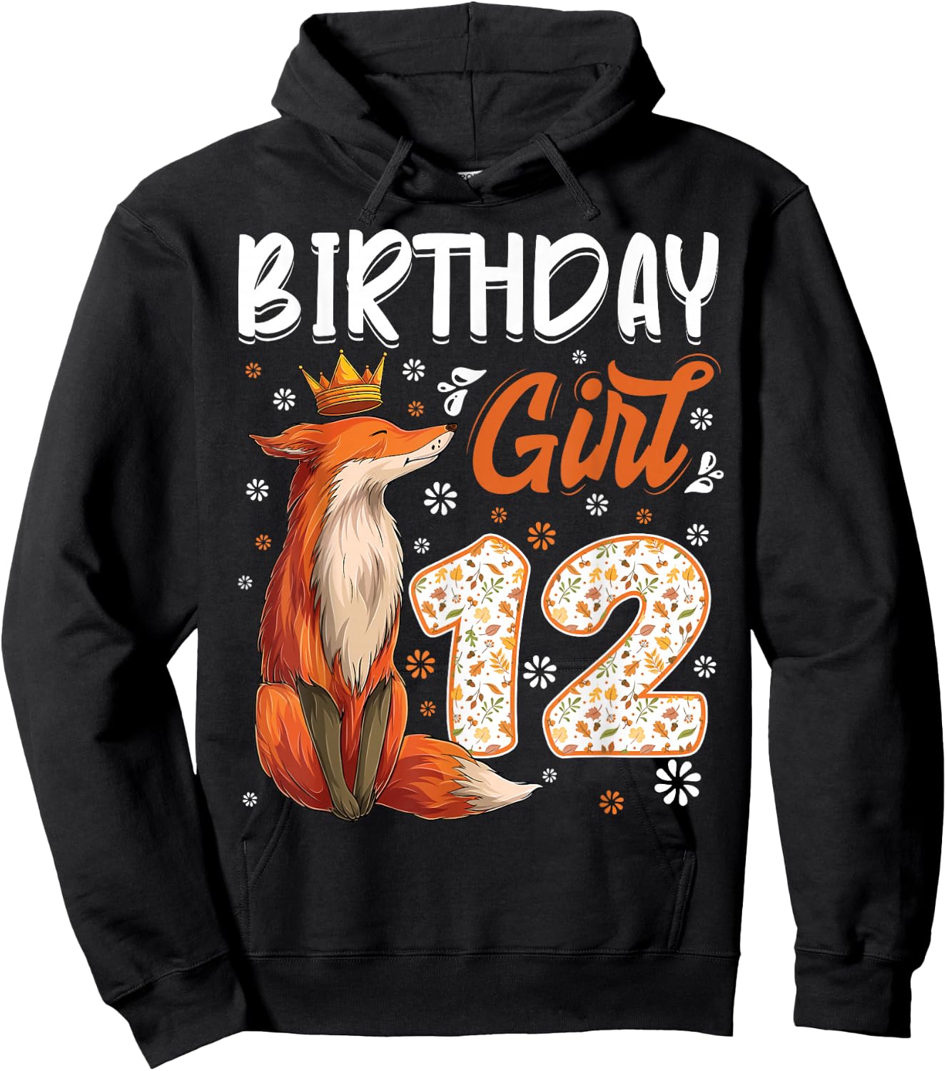 Fox Animal Lovers 12th Birthday Girl Fox B-day 12 year old Hoodie - Hoodie | Black