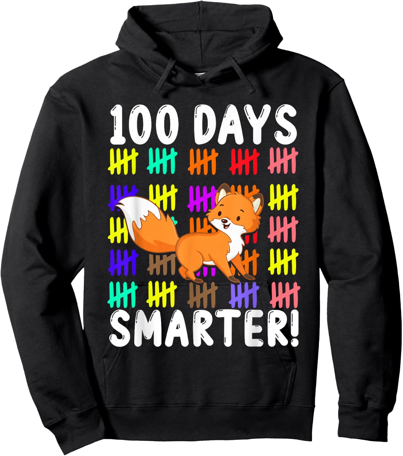 Zoo Animal Cute Fox Student Kids Gift 100 Days Of School Hoodie - Hoodie | Black