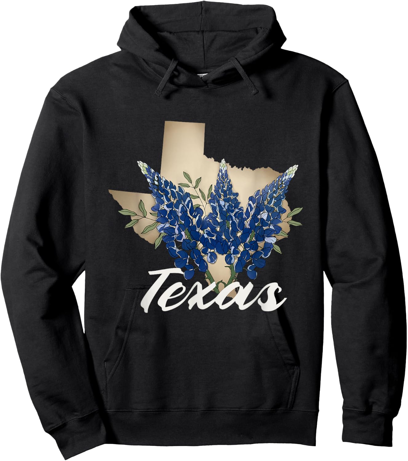 Texas Bluebonnet Pride with Spring Wildflowers Hoodie - Hoodie | Black