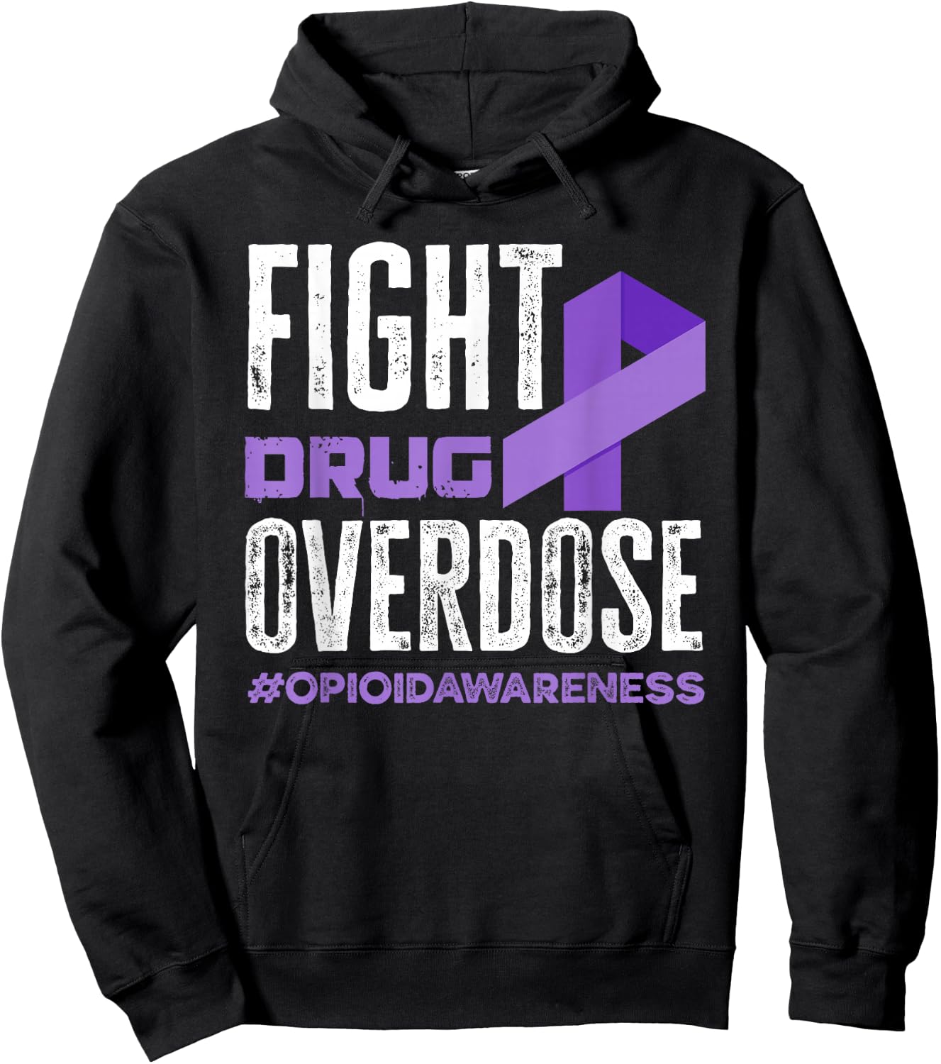 Fight Drug Overdose Pruple Ribbon Opioid Overdose Awareness Hoodie - Hoodie | Black