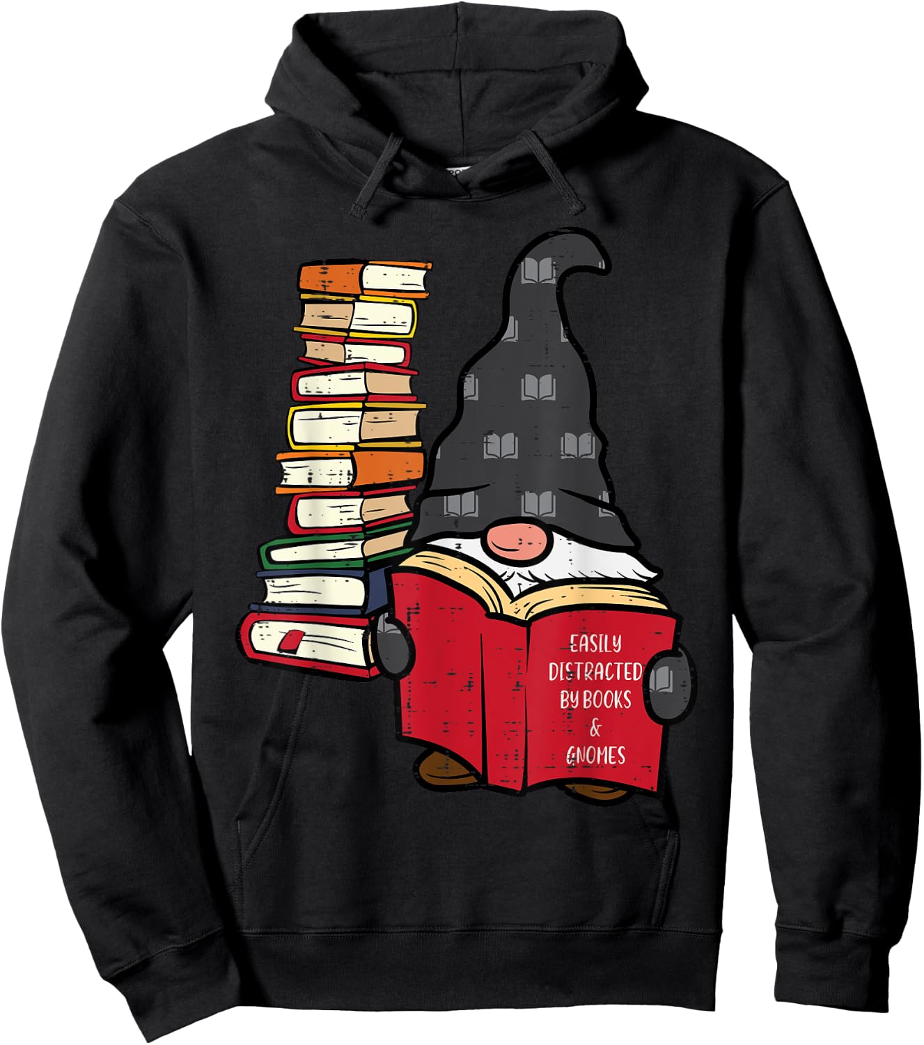 Gnome Read Reading Book Librarian Across America Women Kids Hoodie - Hoodie | Black