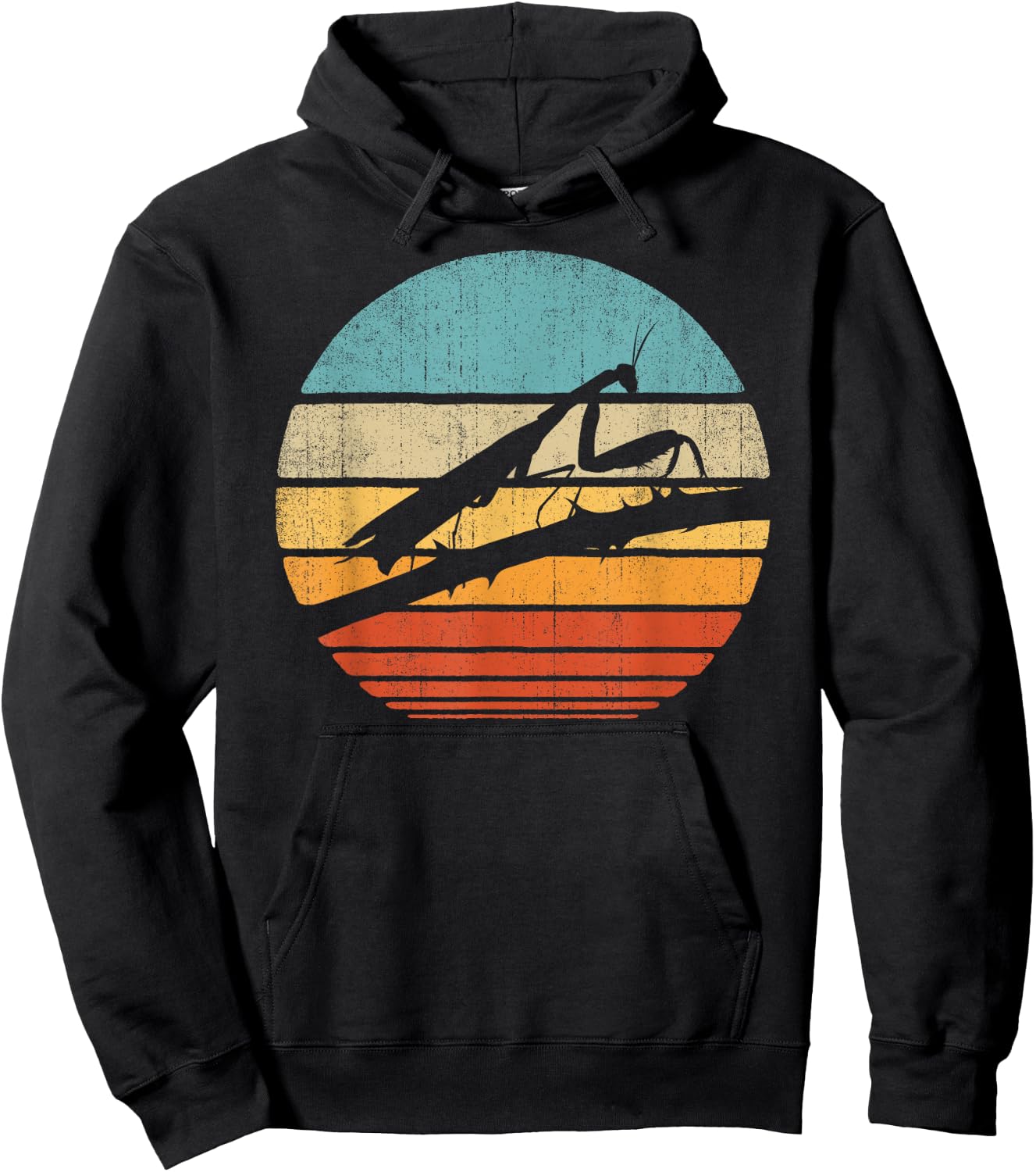 Praying Mantis Retro Vintage 60s 70s Sunset Bug Insect Men Hoodie - Hoodie | Black