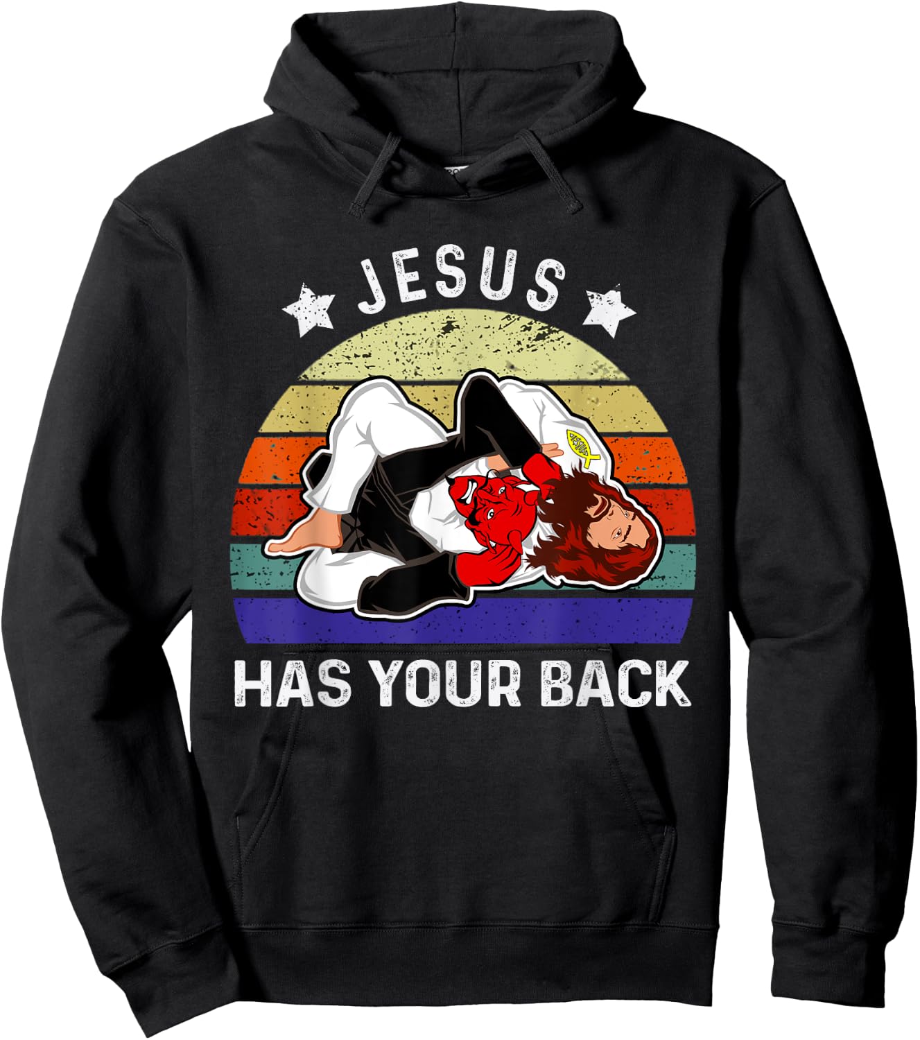 Brazilian Jiu Jitsu Jesus Jesus Has Your Back Hoodie - Hoodie | Black