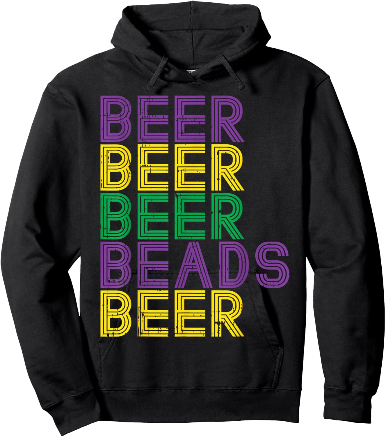 Retro Beer Beads Funny Mardi Gras Party Carnival Men Women Hoodie - Hoodie | Black