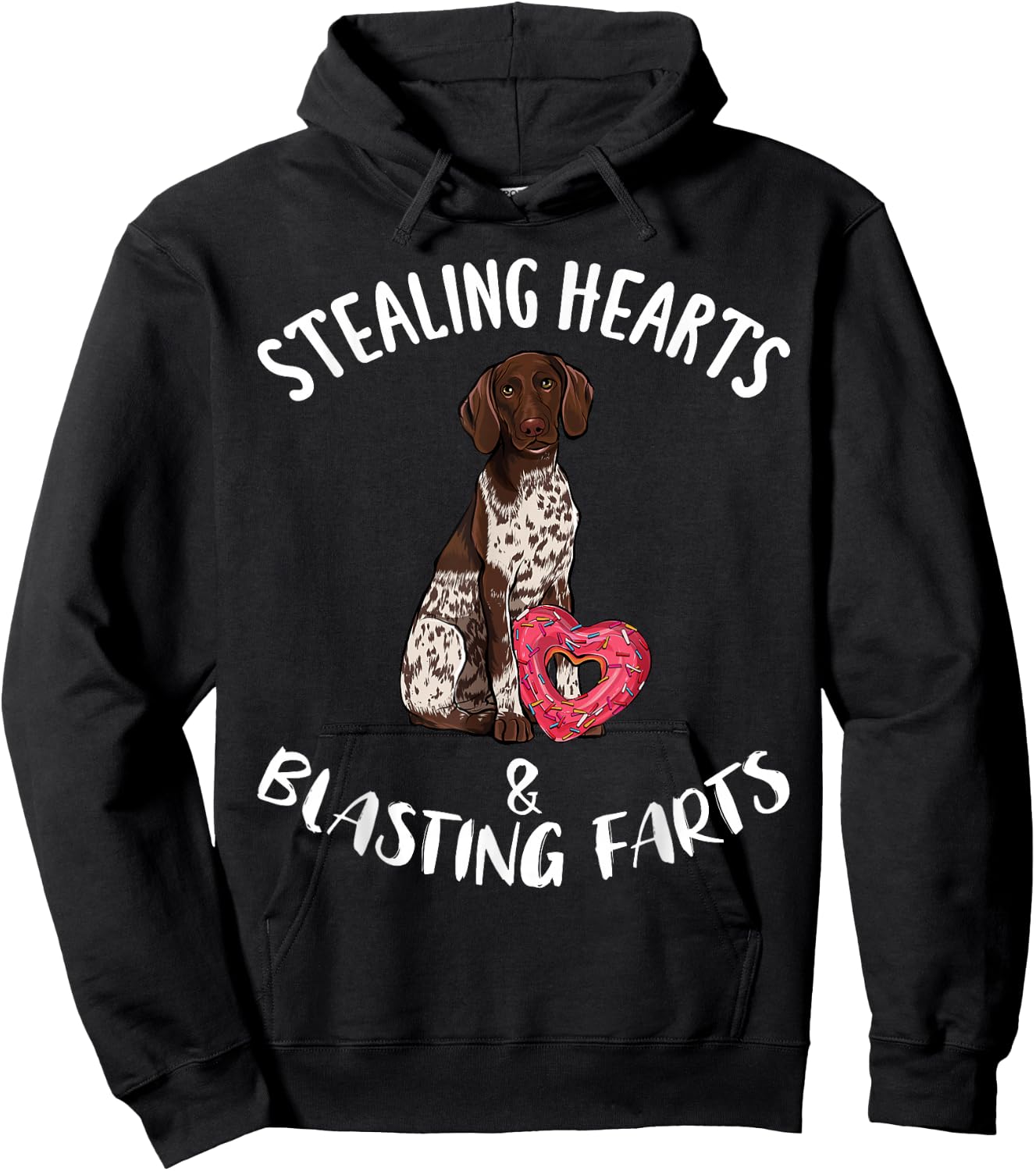 Stealing Hearts Blasting Farts German Shorthaired Pointer Hoodie - Hoodie | Black
