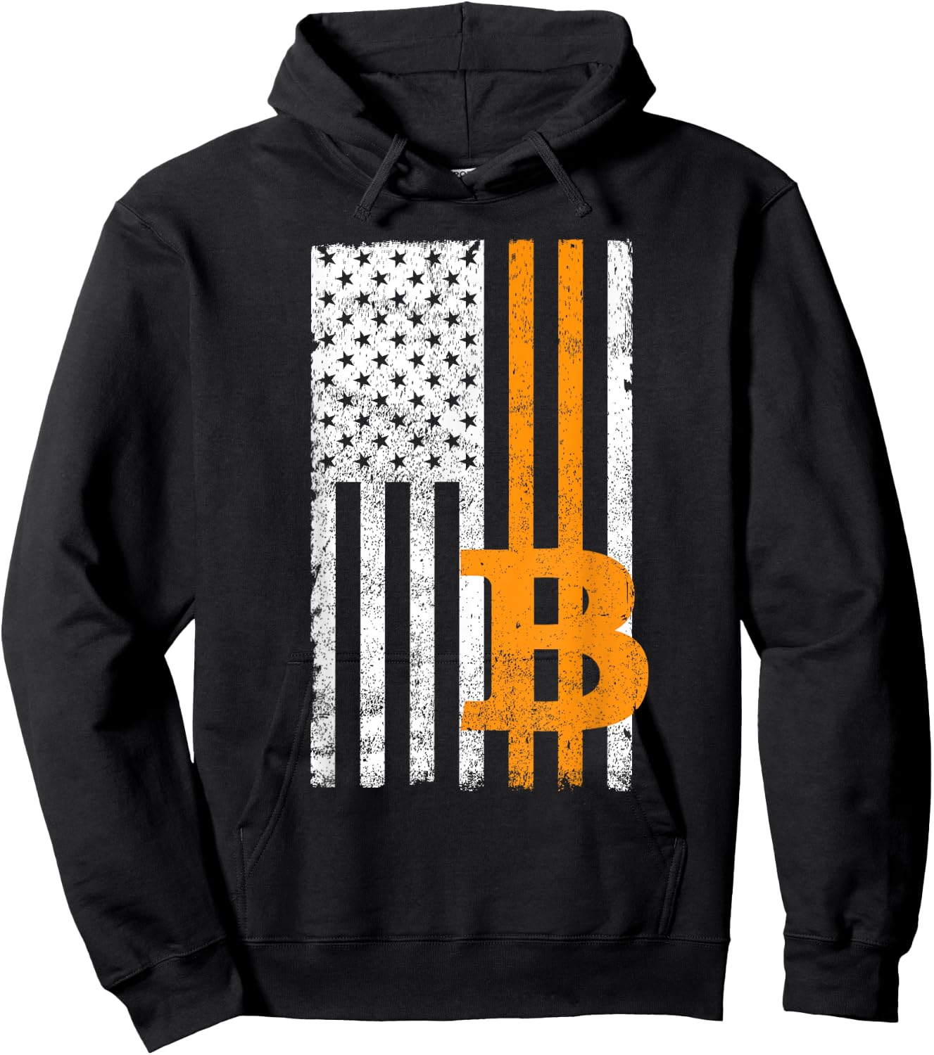 Vintage Bitcoin BTC USA Flag Crypto Currency Traders Bitcoin Men Hoodie - Hoodie | Black
