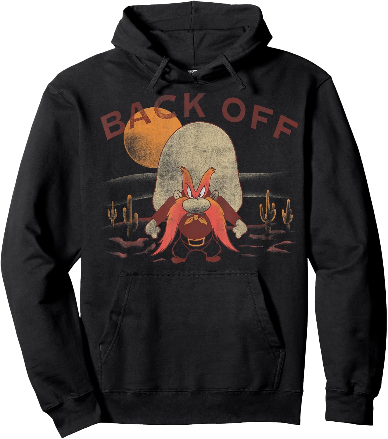 Looney Tunes Yosemite Sam Back Off Desert Portrait Hoodie - Hoodie | Black