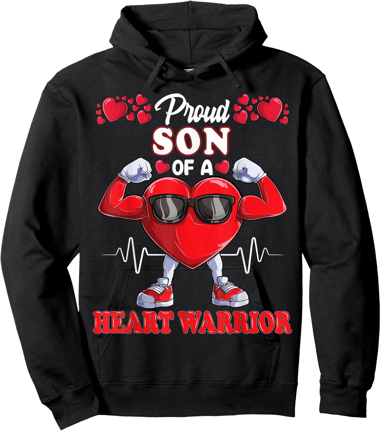 Proud Son of a Heart Warrior CHD Awareness Hoodie - Hoodie | Black