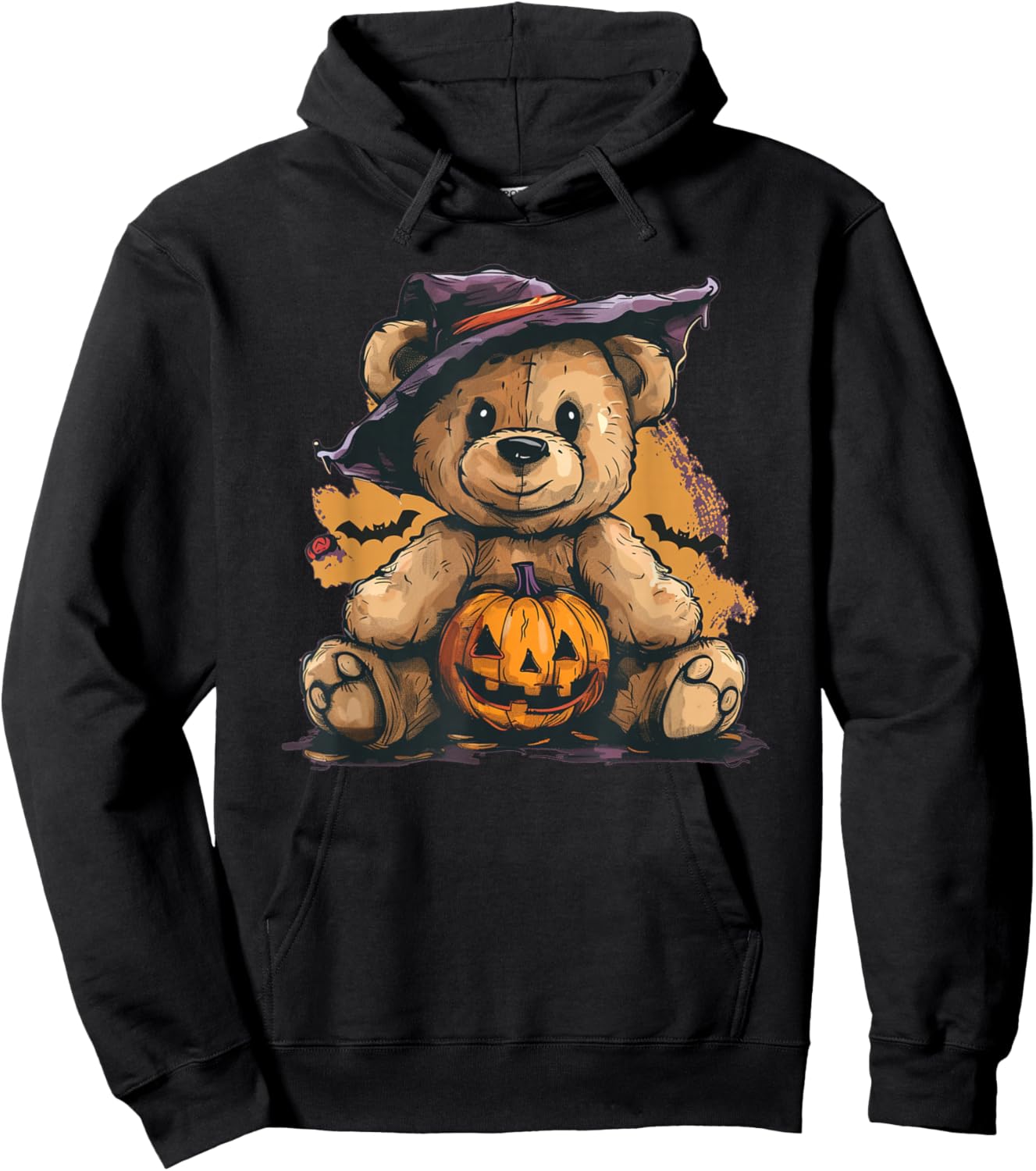 Cool Pumpkin and Teddy Bear for Halloween Hoodie - Hoodie | Black