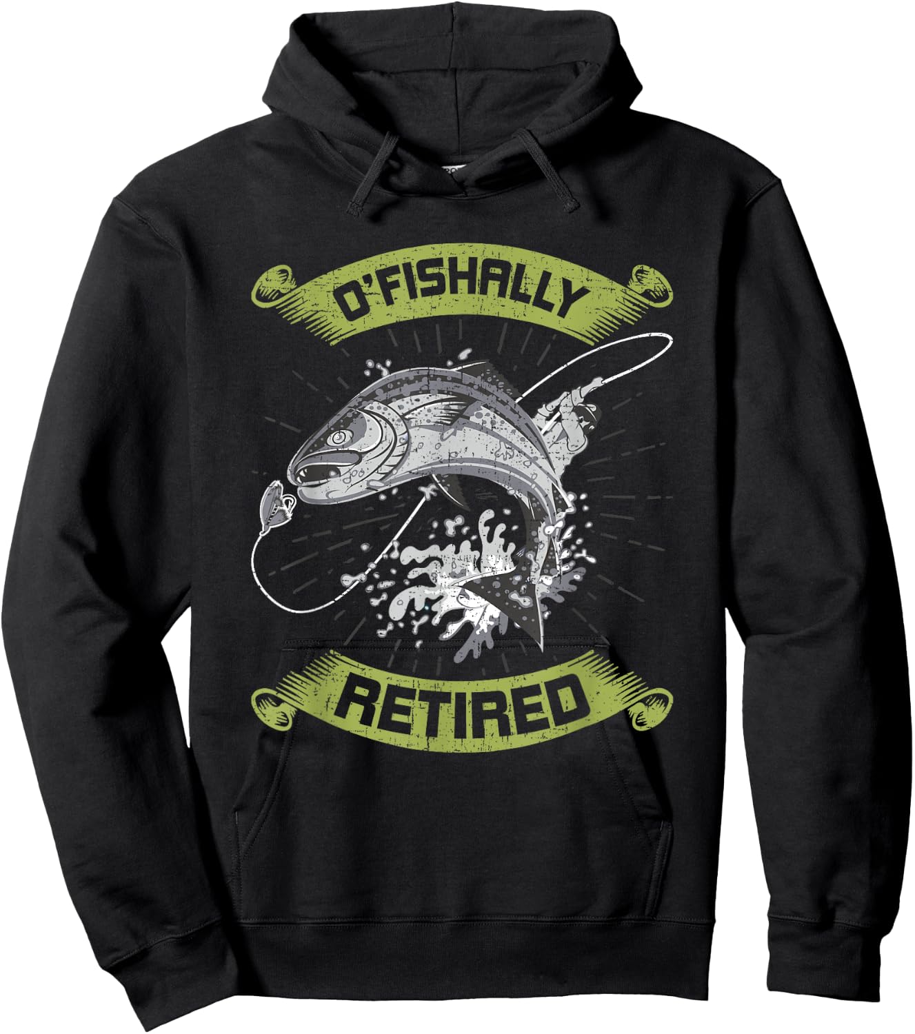 O-Fish-Ally Retired Retirement Fly Fishing Hoodie - Hoodie | Black