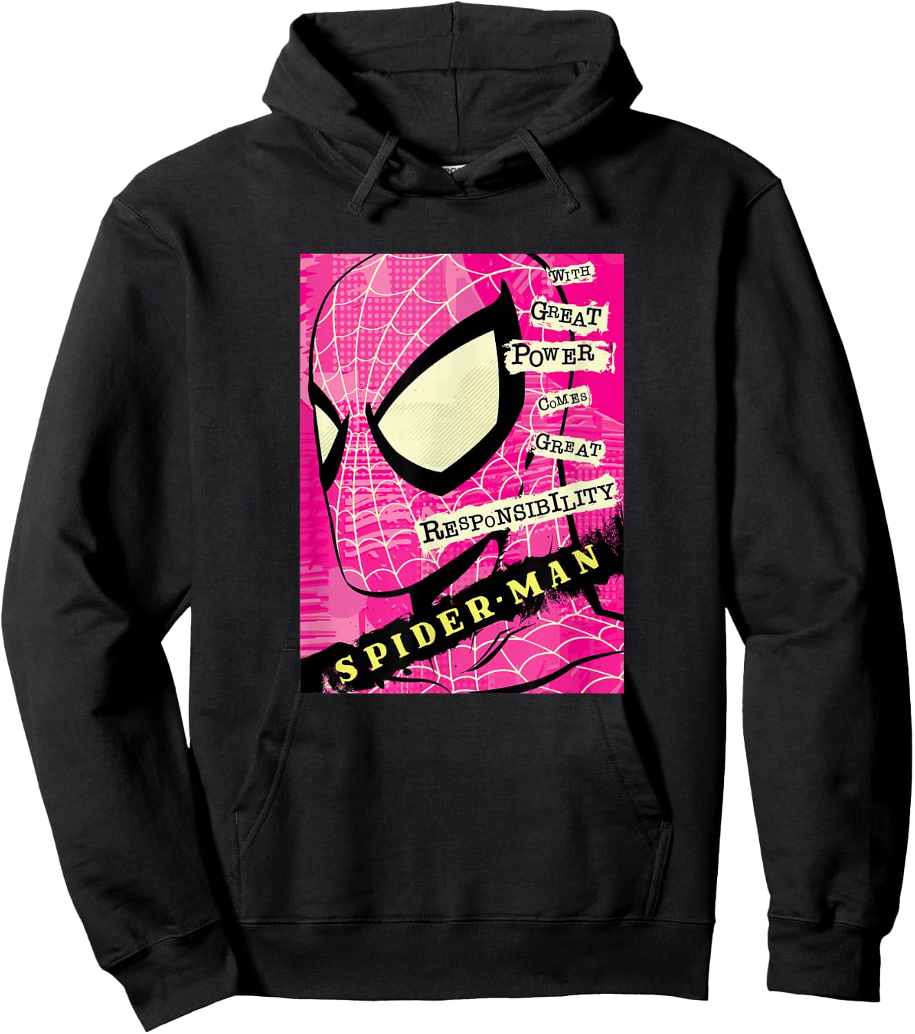 Marvel Spider-Man Great Power Great Responsibility Poster Hoodie - Hoodie | Black