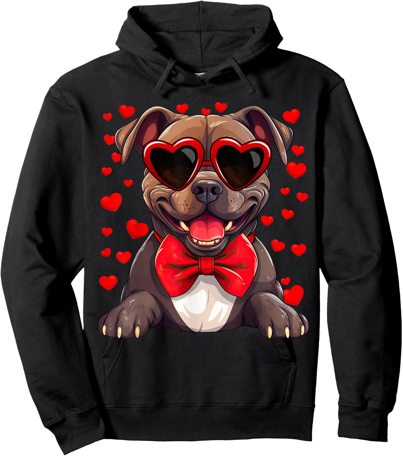American Bully Heart Sunglasses Bow Tie Valentine's Day Hoodie - Hoodie | Black