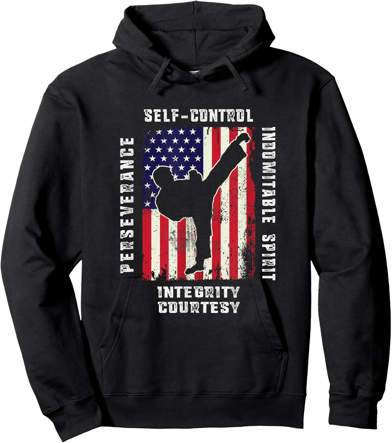 Cool American Flag Taekwondo Gift | Tae Kwon Do Martial Arts Small Hoodie - Hoodie | Black