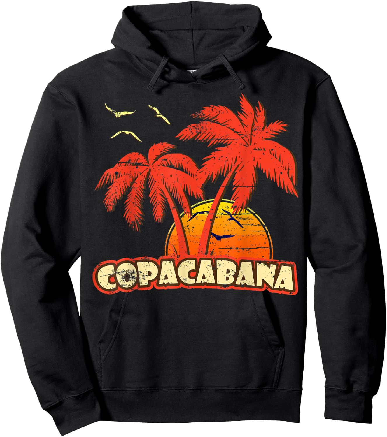 Copacabana Summer Palm Trees 80s Beach Sunset Men Women Kids Hoodie - Hoodie | Black