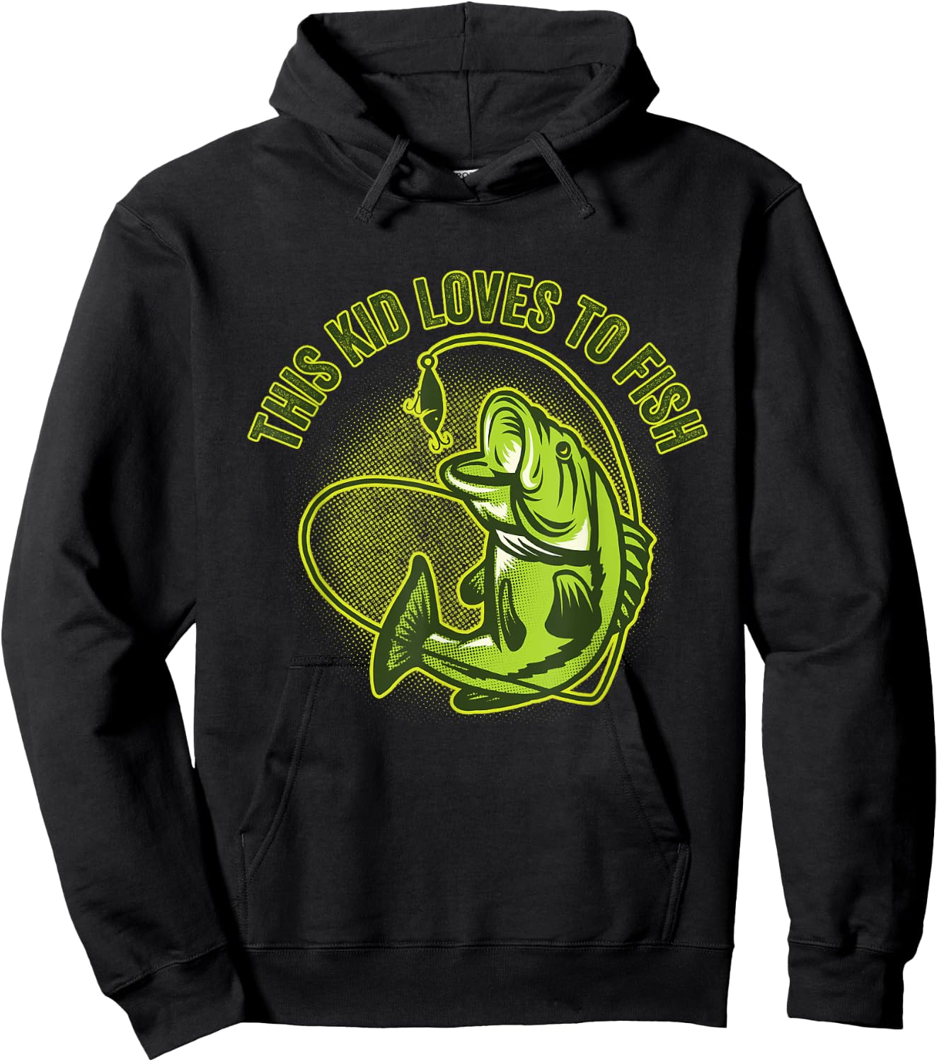 This Kid Loves To Fish Heart Fishing Gift Hoodie - Hoodie | Black