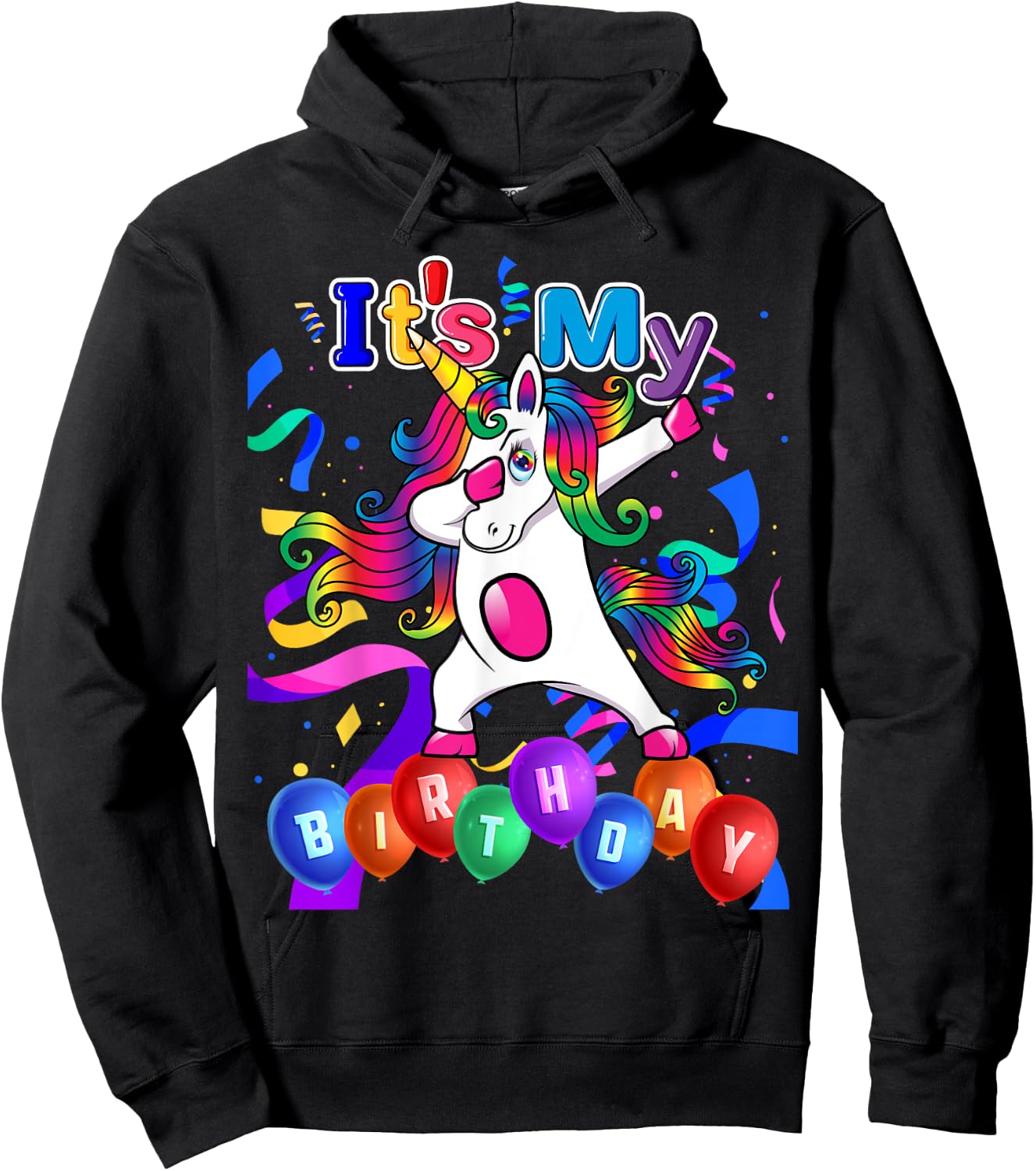 Kids Adult Its My Birthday Girl Dabbing Unicorn Party Outfit Hoodie - Hoodie | Black
