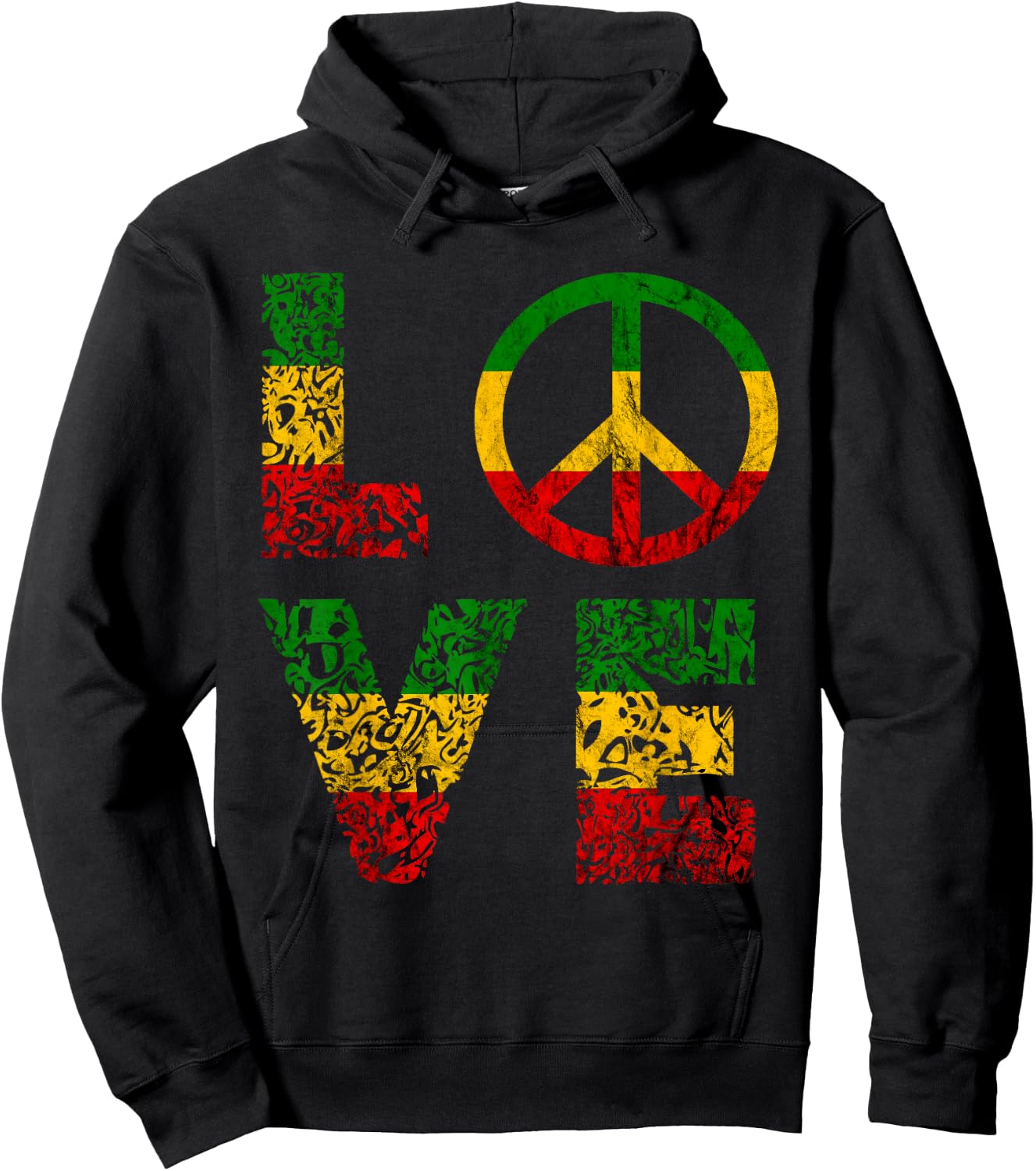 Reggae Peace Love Hippie Rasta Reggae Music Jamaica Hoodie - Hoodie | Black