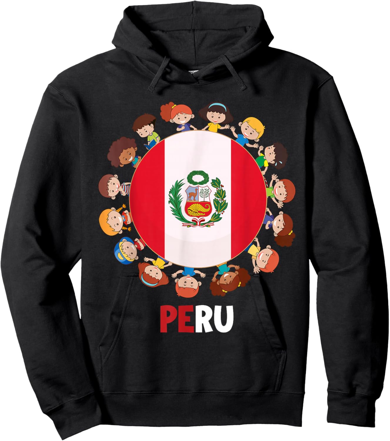 Peruvian Flag Hispanic Heritage Month Peru Kids Boys Girls Hoodie - Hoodie | Black