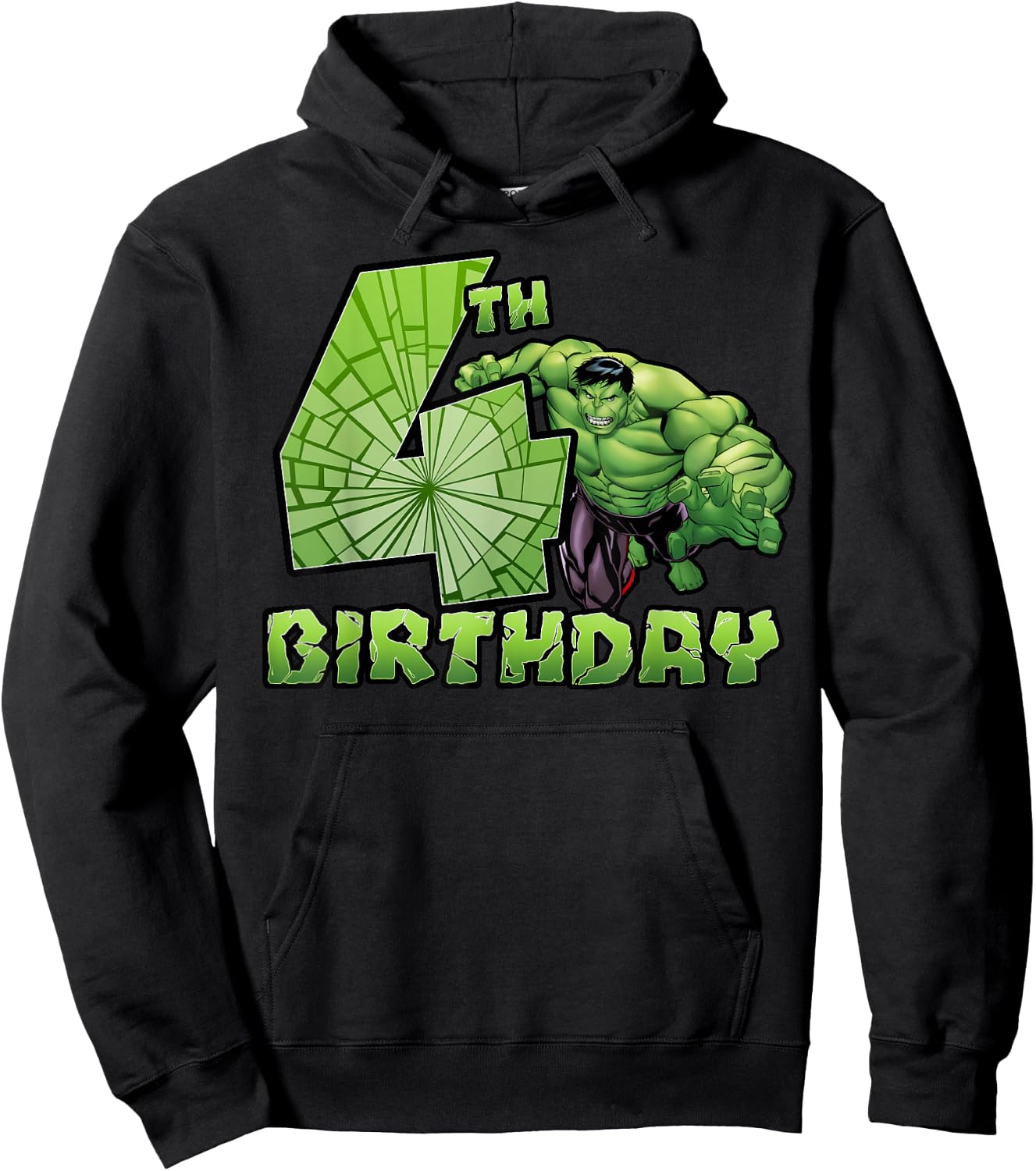 Marvel Avengers Hulk Smash 4th Birthday Hoodie - Hoodie | Black