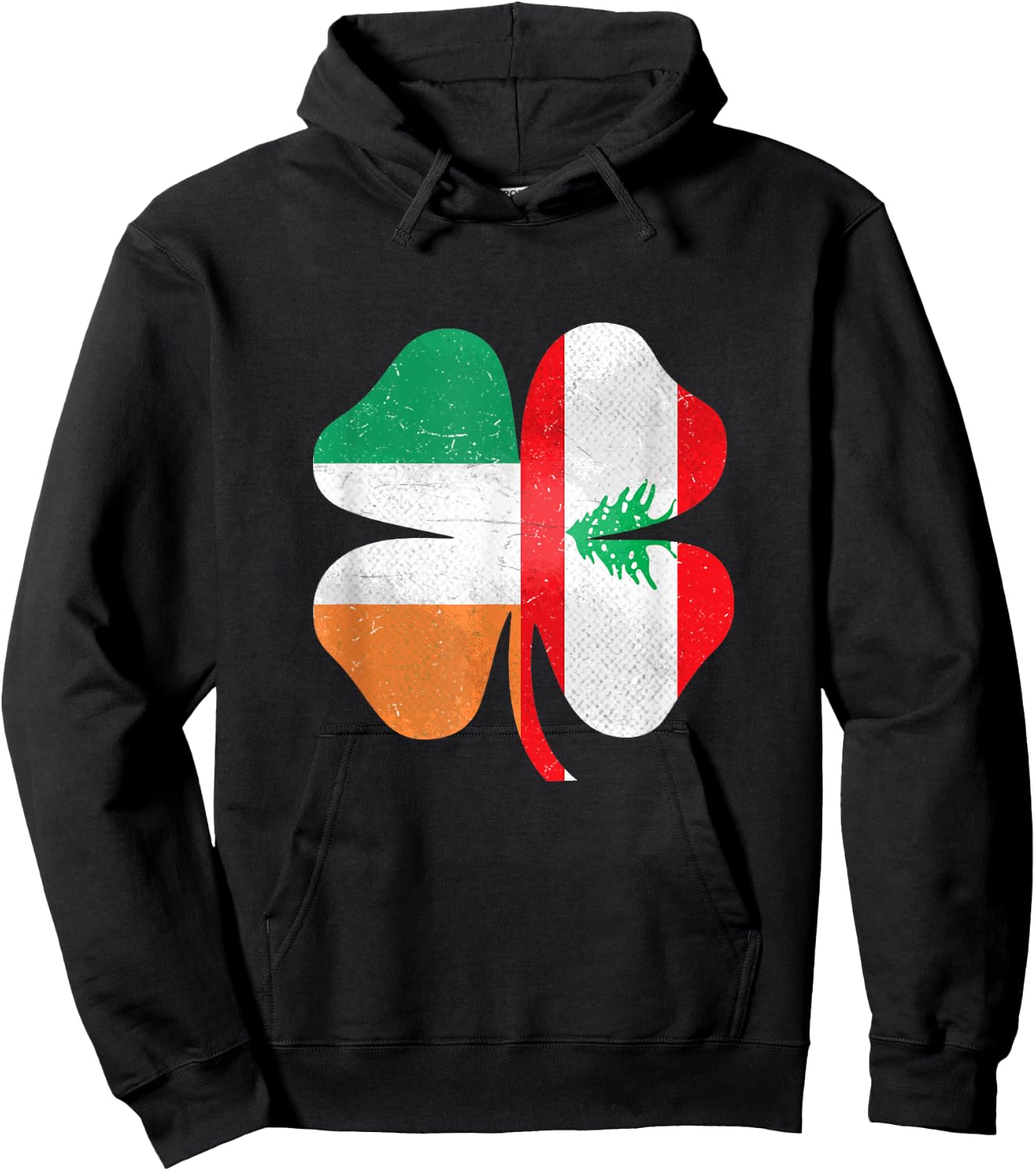 Lebanese Irish Shamrock Lebanon Ireland St. Patrick's Day Hoodie - Hoodie | Black