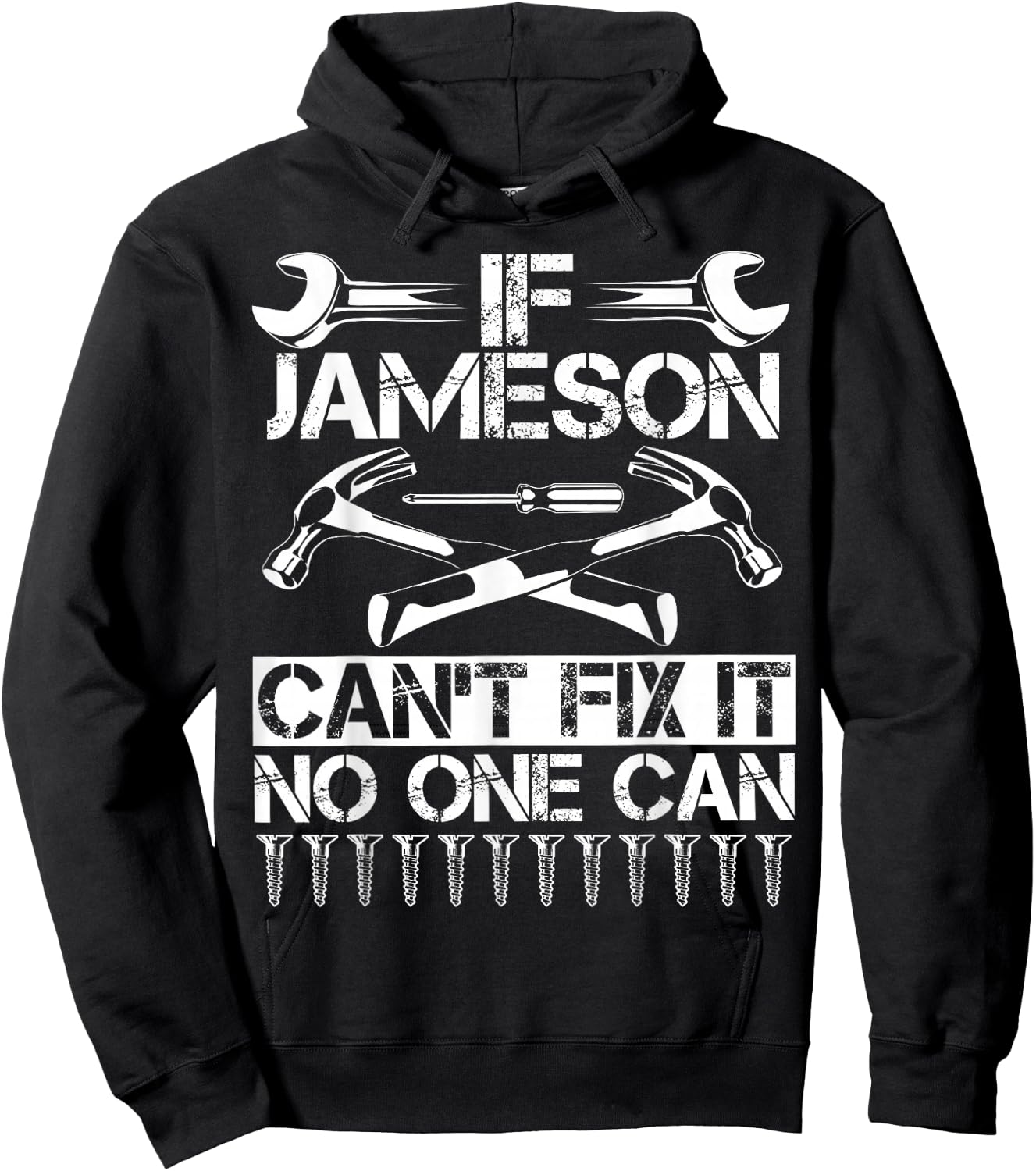 JAMESON Fix It Funny Birthday Personalized Name Dad Gift Hoodie - Hoodie | Black
