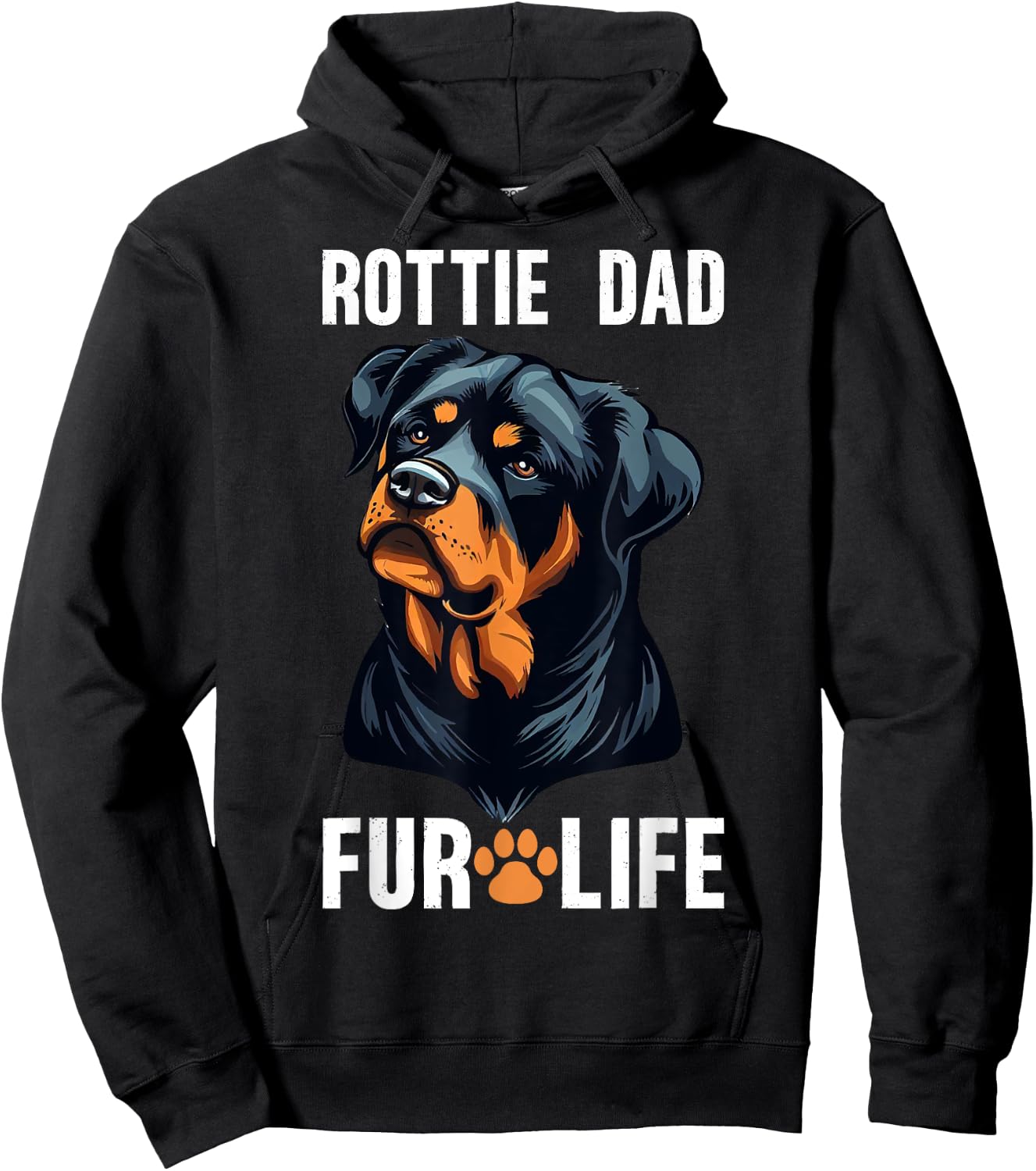 Rottie Dad Fur Life Retro Rottweiler Hoodie - Hoodie | Black